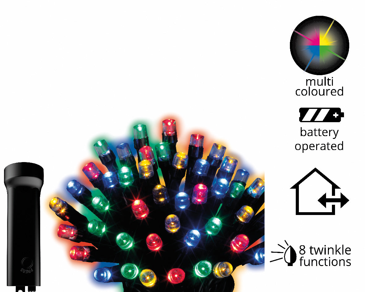 Luminaria Batteria 96 Led 7,1 m per decorazioni natalizie interno esterno con 8 funzioni lampeggio IP-44 - DeMatteis.it