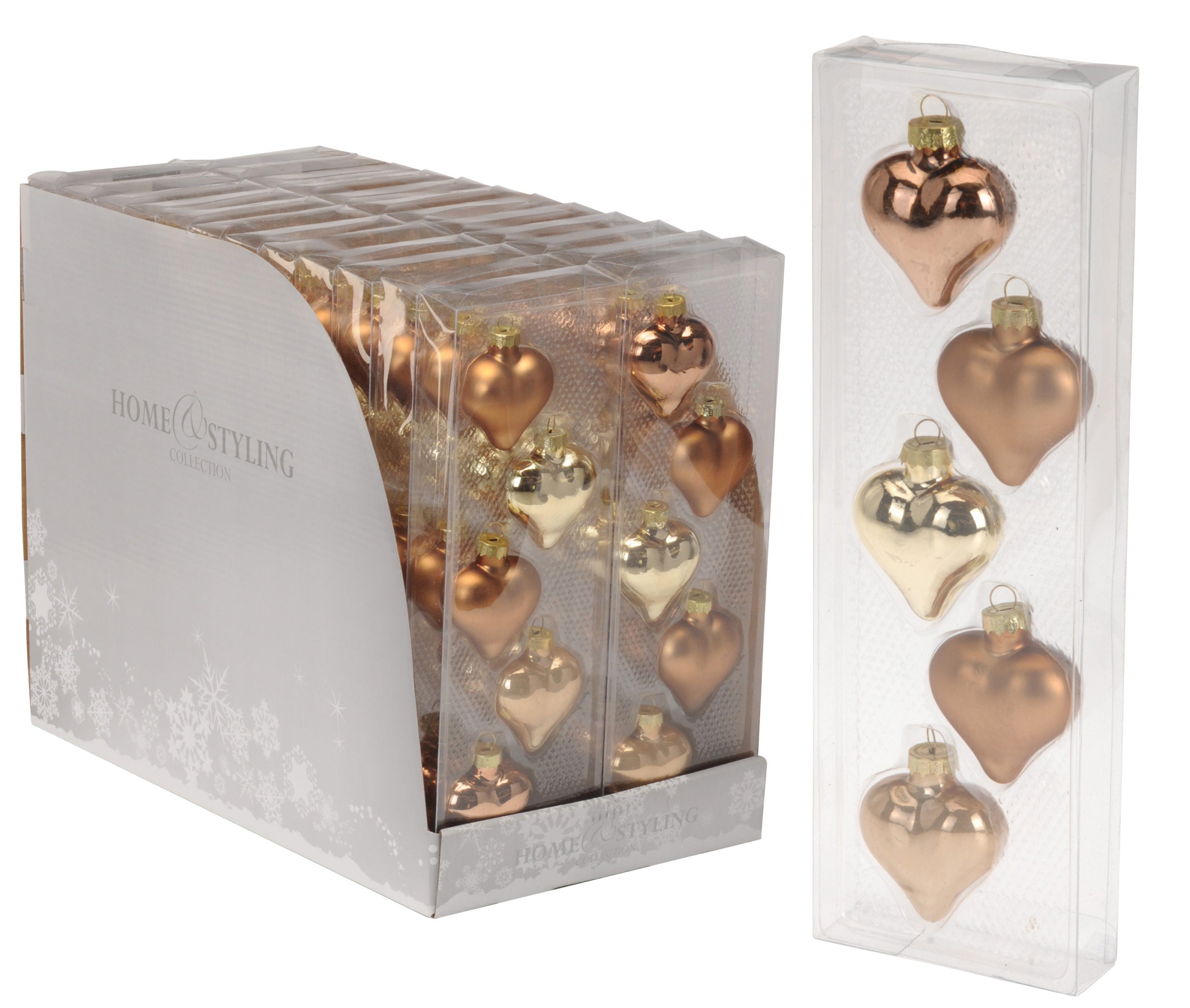 Cuore Vetro 45 mm 5 Pezzi Rame addobbi natalizi a forma di cuore per decorazione albero di Natale - DeMatteis.it