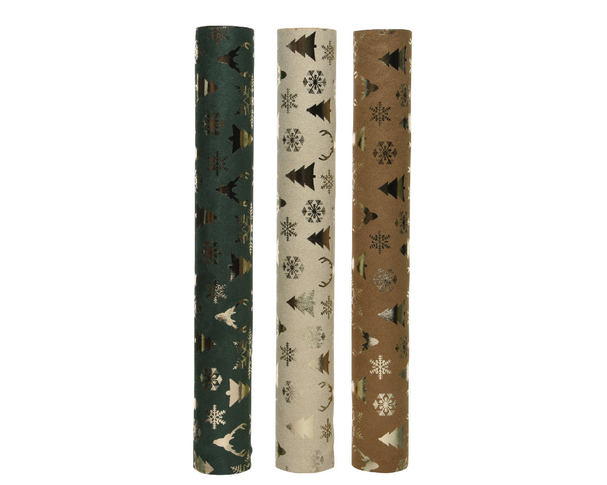 Runner tavola decorato light gold 35x200 cm per apparecchiatura natalizia con motivi festivi - DeMatteis.it