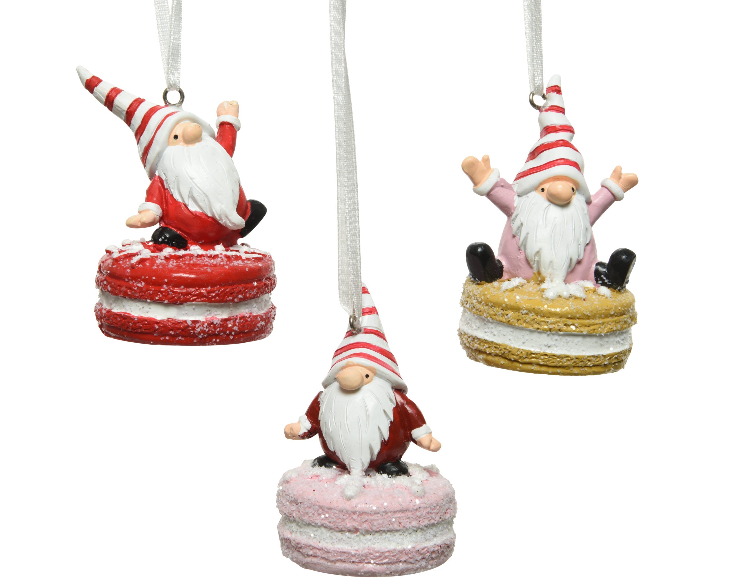 Pendente Macaroon Gnomo Seduto ornamento natalizio decorativo 5 x 7 cm per albero di Natale - DeMatteis.it