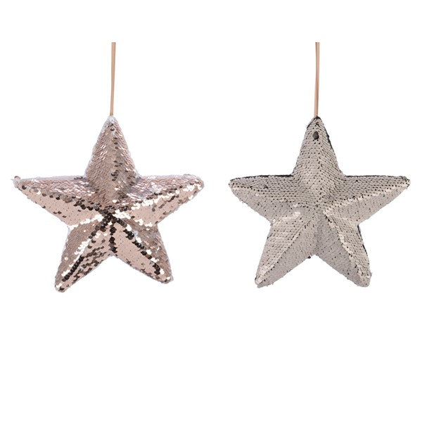 Pendente Stella decorativo da 20 cm in plastica con paillette per addobbi natalizi - DeMatteis.it