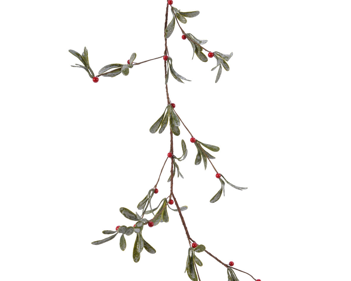 Ghirlanda Foglie Bacche Rosse 180 cm decorazione natalizia per addobbi festivi - DeMatteis.it