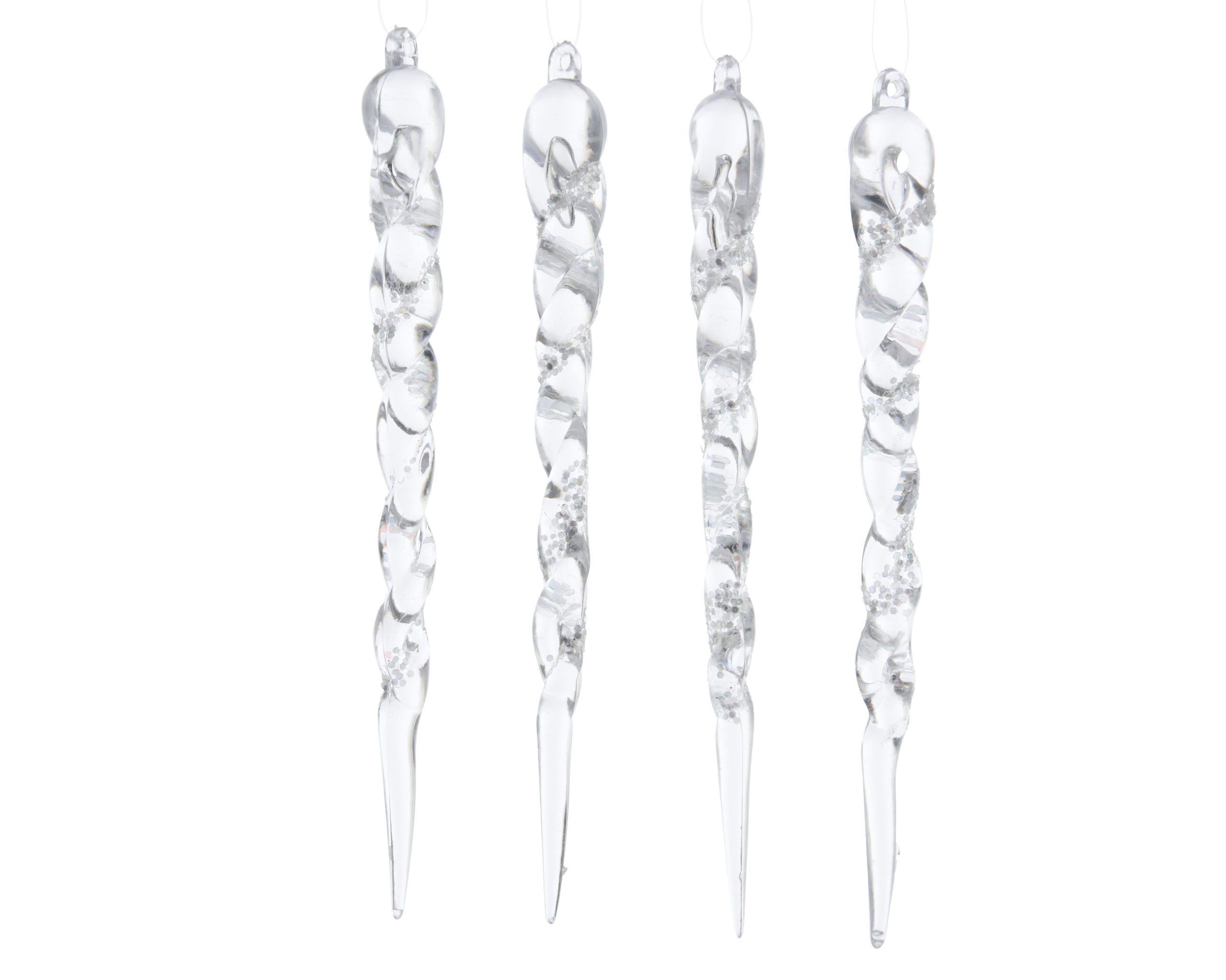 Set 4 ghiaccioli trasparenti da 13 cm per decorazioni natalizie in vetro soffiato - DeMatteis.it