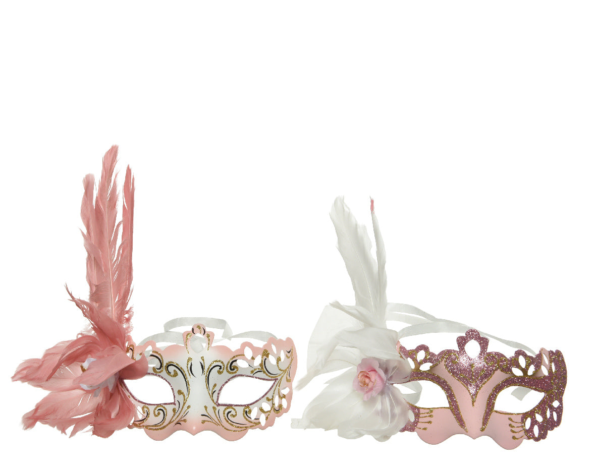 Maschera decorativa 20x20x10 cm per feste e carnevale con piume e dettagli ornamentali - DeMatteis.it