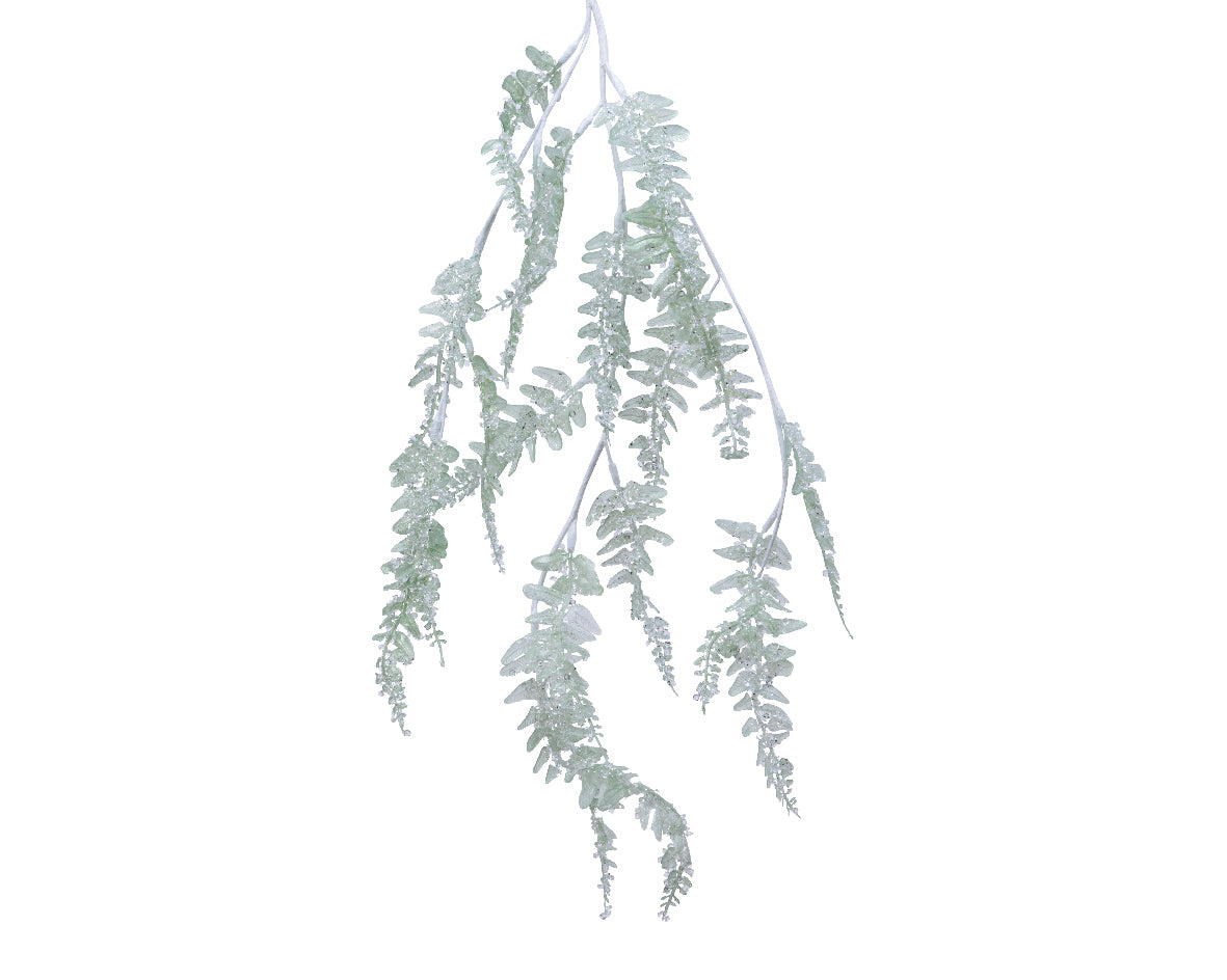 Ramo Felce Sage Green Ghiacciato decorativo artificiale per arredamento 70 cm - DeMatteis.it