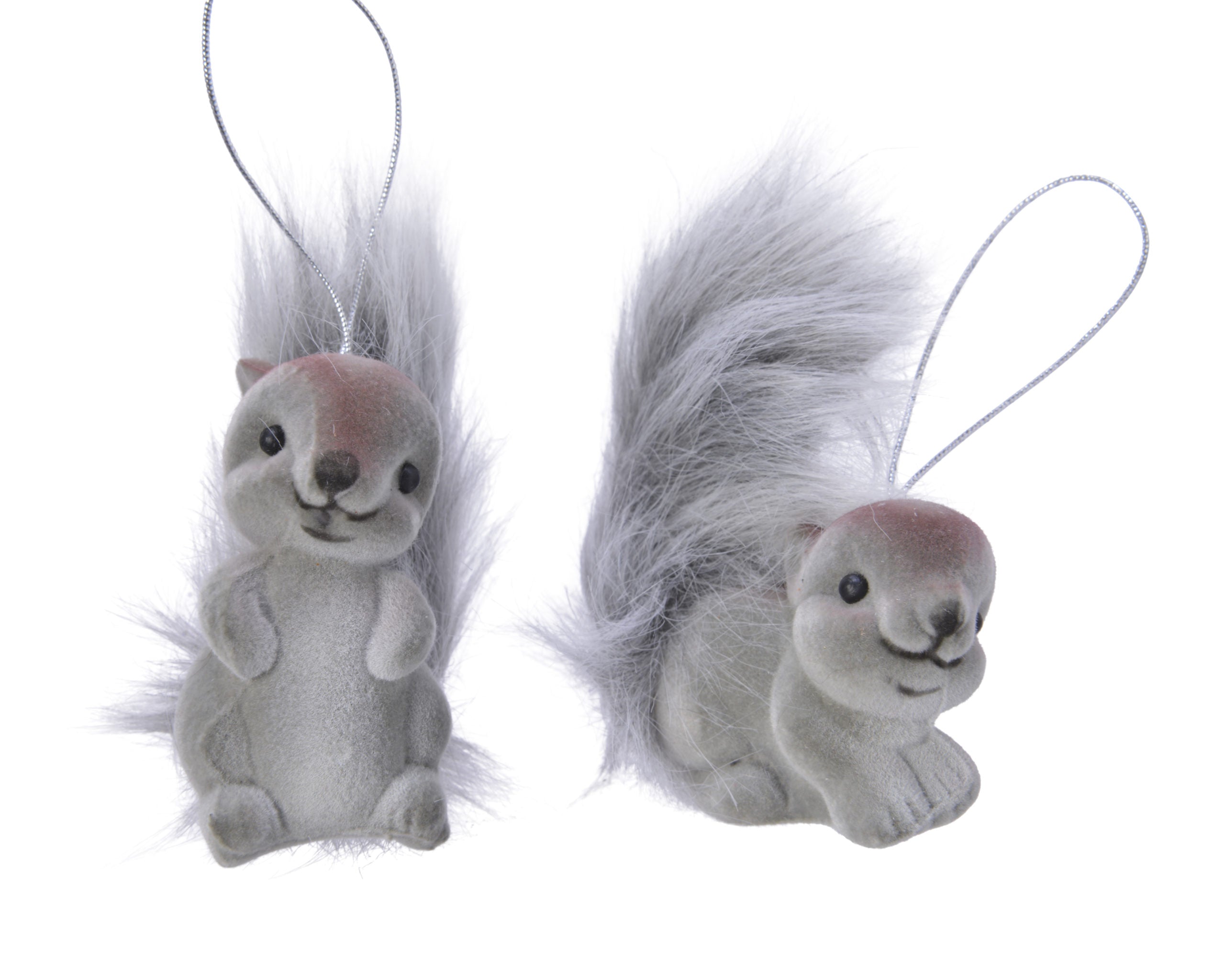 Pendente Scoiattolo Grigio decorativo per ornamento natalizio dimensioni 9x3x4 cm in coppia con cordino - DeMatteis.it
