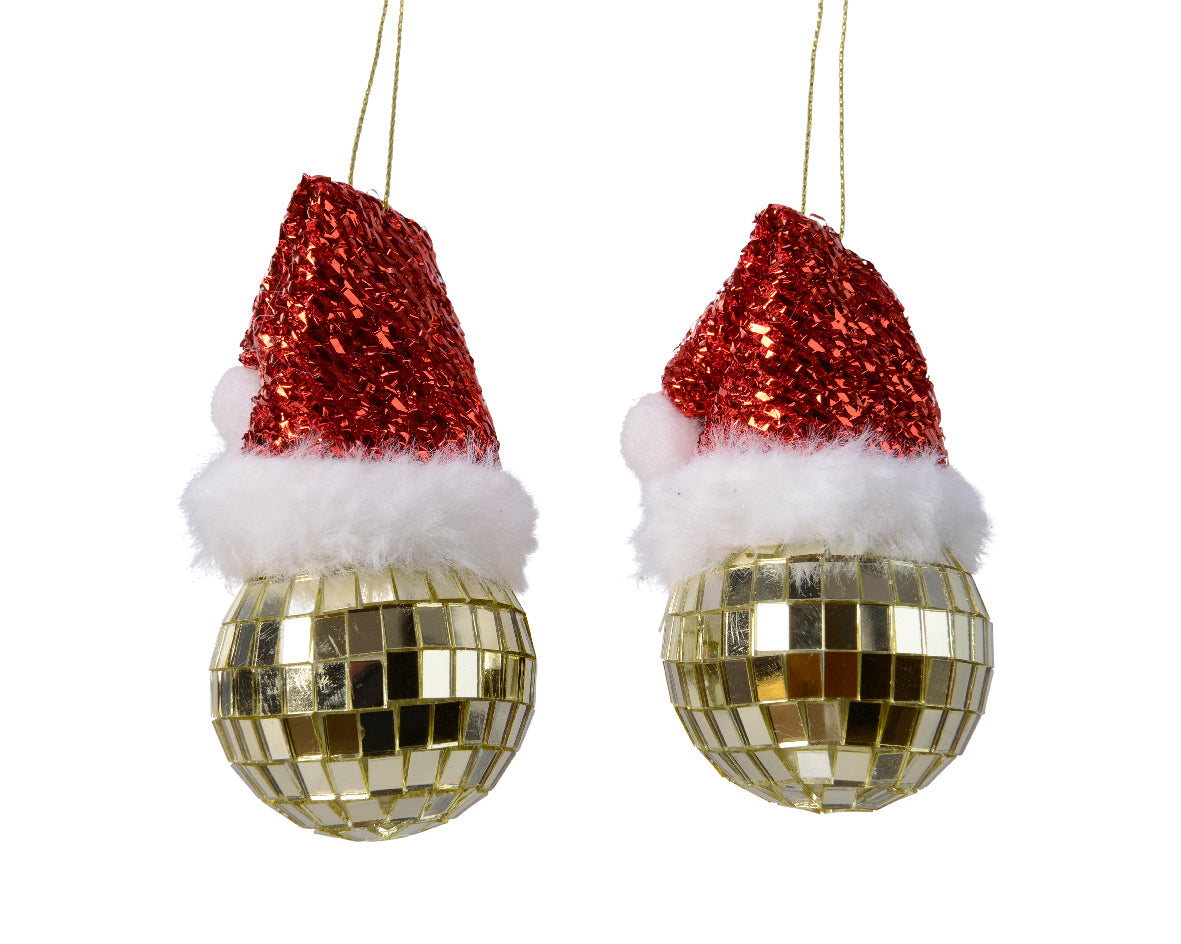 Pallina di Natale a forma di cappello natalizio per decorazioni natalizie, diametro 5 x 9 cm - DeMatteis.it