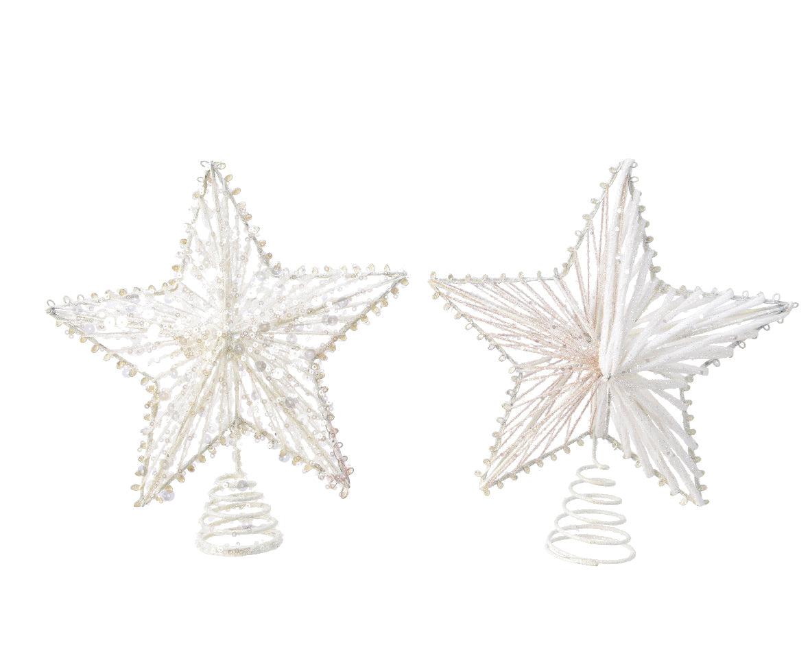 Puntale stella per albero di Natale 20x22 cm decorativo con perline per cima dell'albero - DeMatteis.it