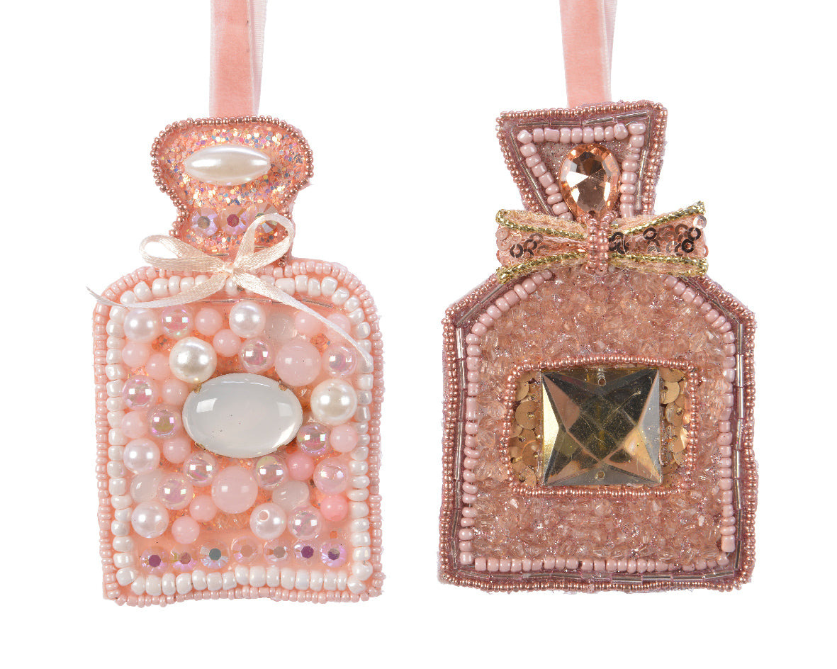 Pendente Bottiglia Profumo decorativo 6 x 10 cm con perline e strass per decorazione natalizia - DeMatteis.it
