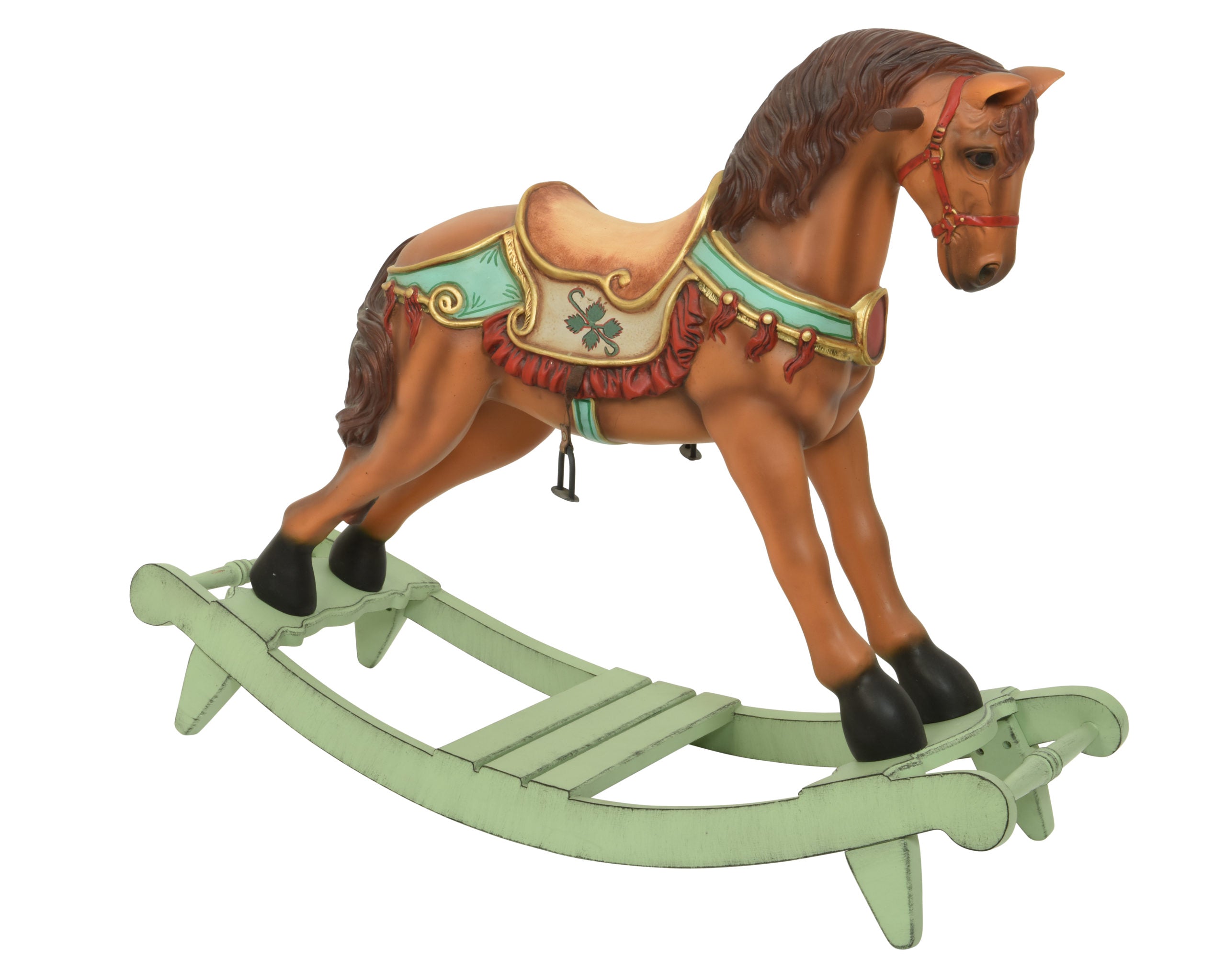 Cavallino a dondolo in legno naturale giocattolo per bambini dimensioni 105x35x80 cm - DeMatteis.it