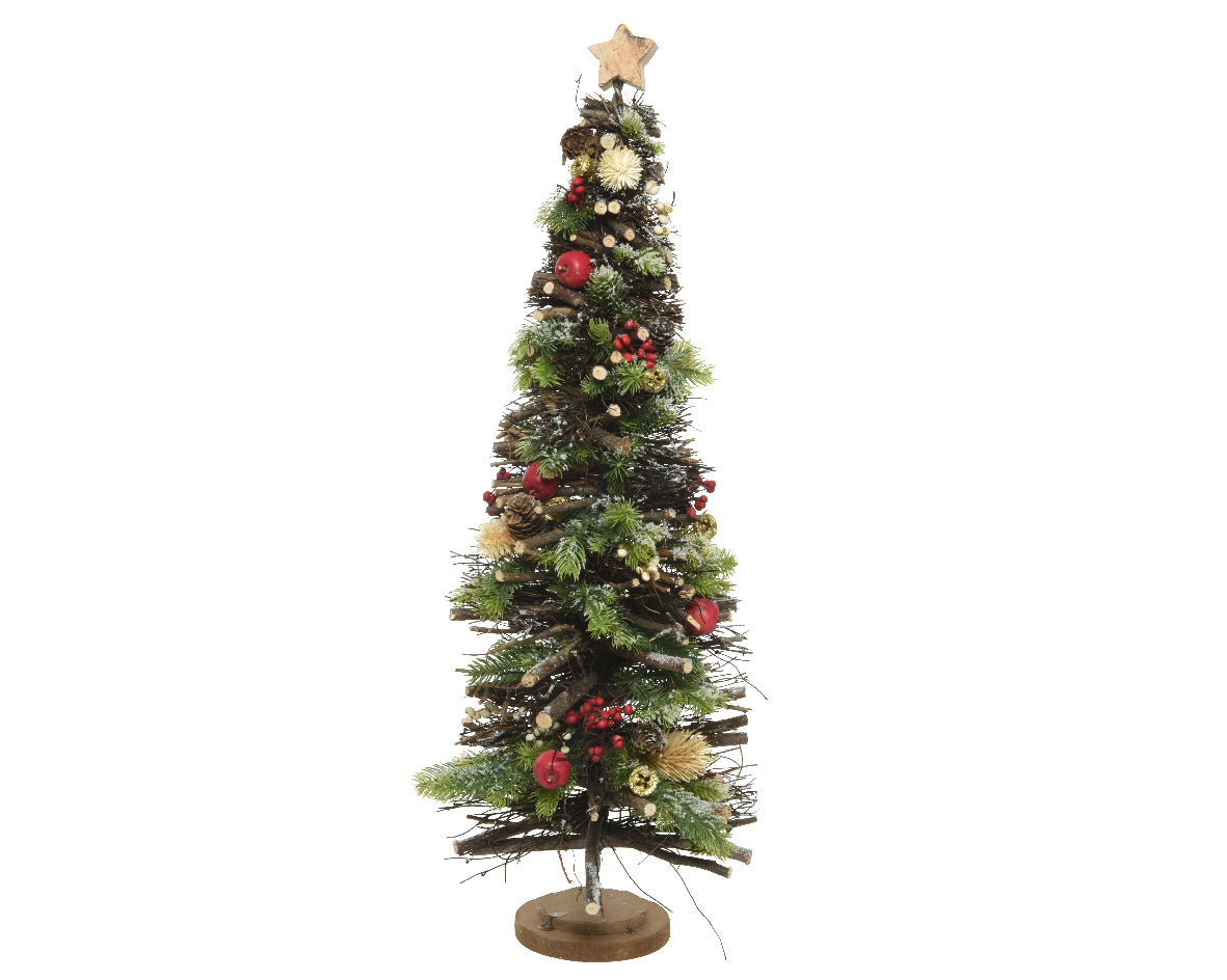 Albero Di Natale Decorato per addobbi natalizi dimensioni diametro 23 cm altezza 70 cm con base in legno - DeMatteis.it