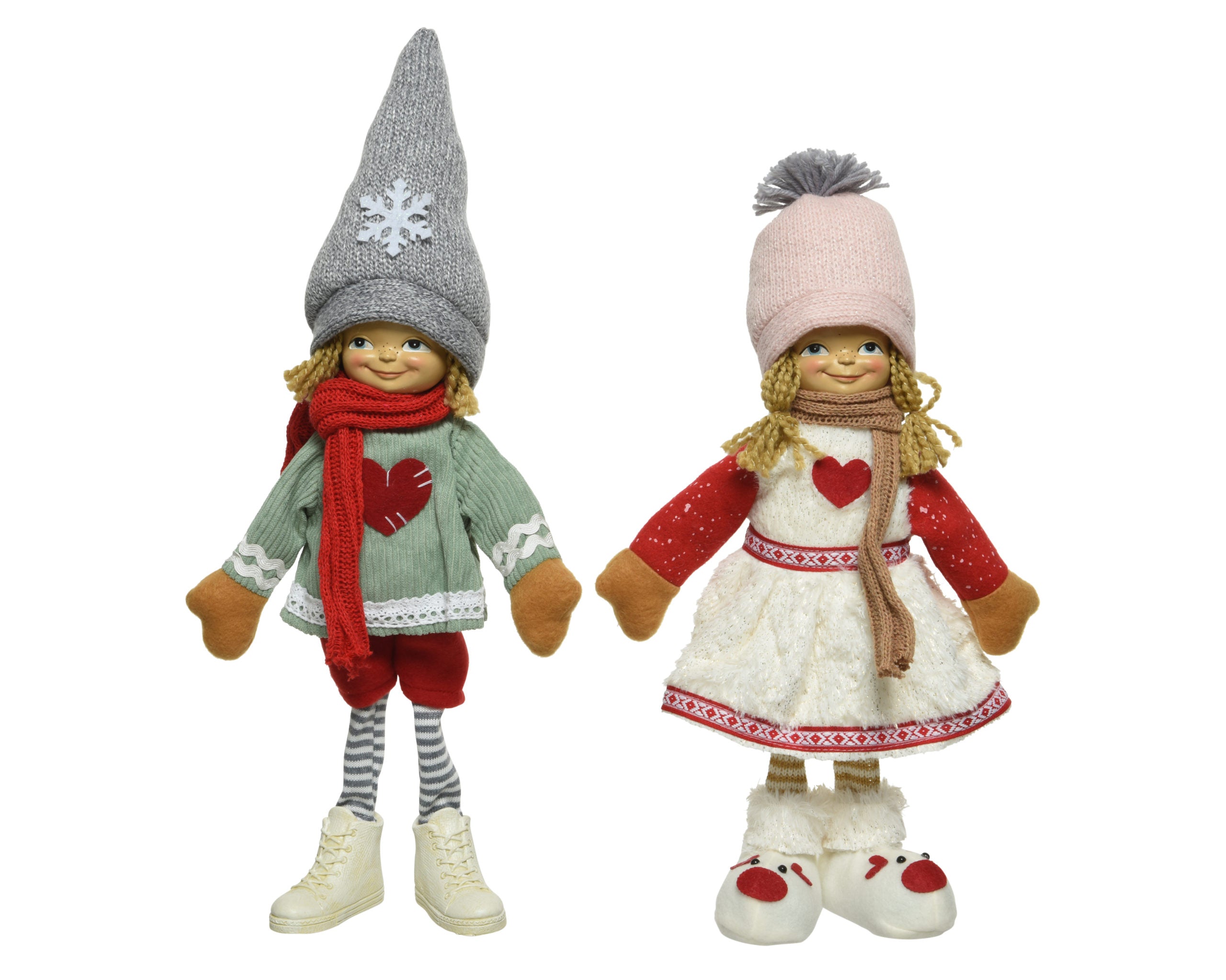 Bimbo in piede vestito con cuore decorazione natalizia 16x8x38 cm figura ornamentale - DeMatteis.it