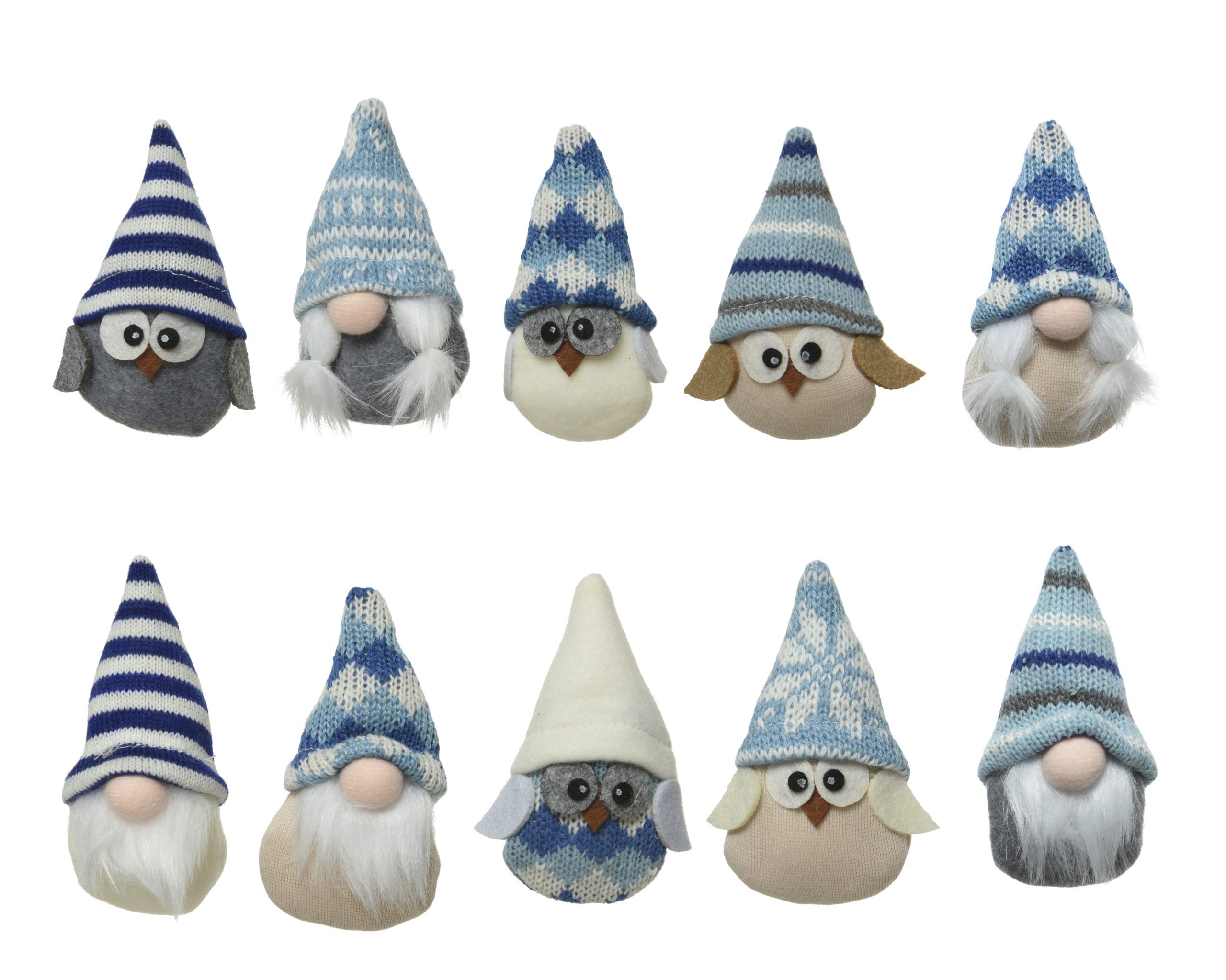 Gnomo Gufo Blu da appendere decorativo 4x10 cm ornamento natalizio con cappello a maglia - DeMatteis.it