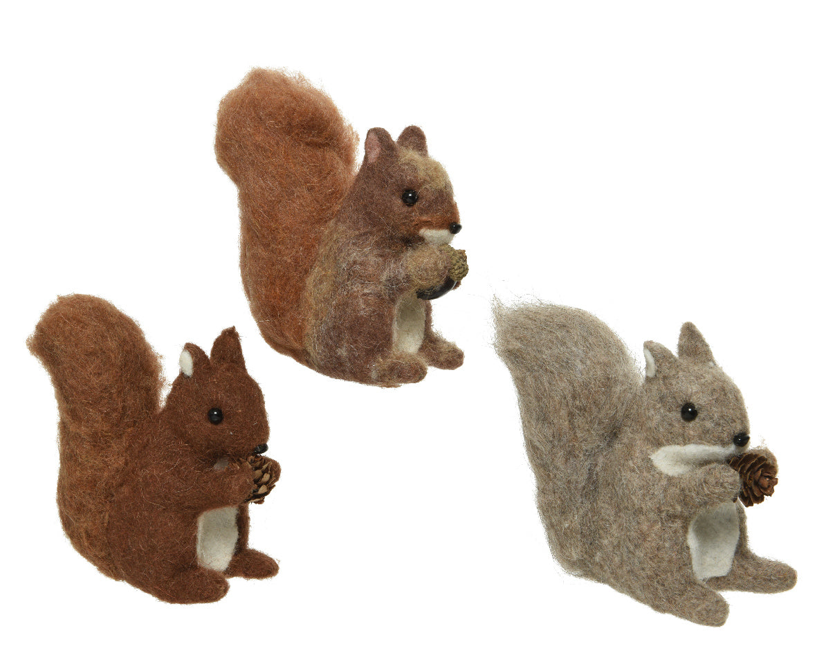 Scoiattolo decorativo in feltro dimensioni 6x13x15 cm articolo singolo per decorazione - DeMatteis.it