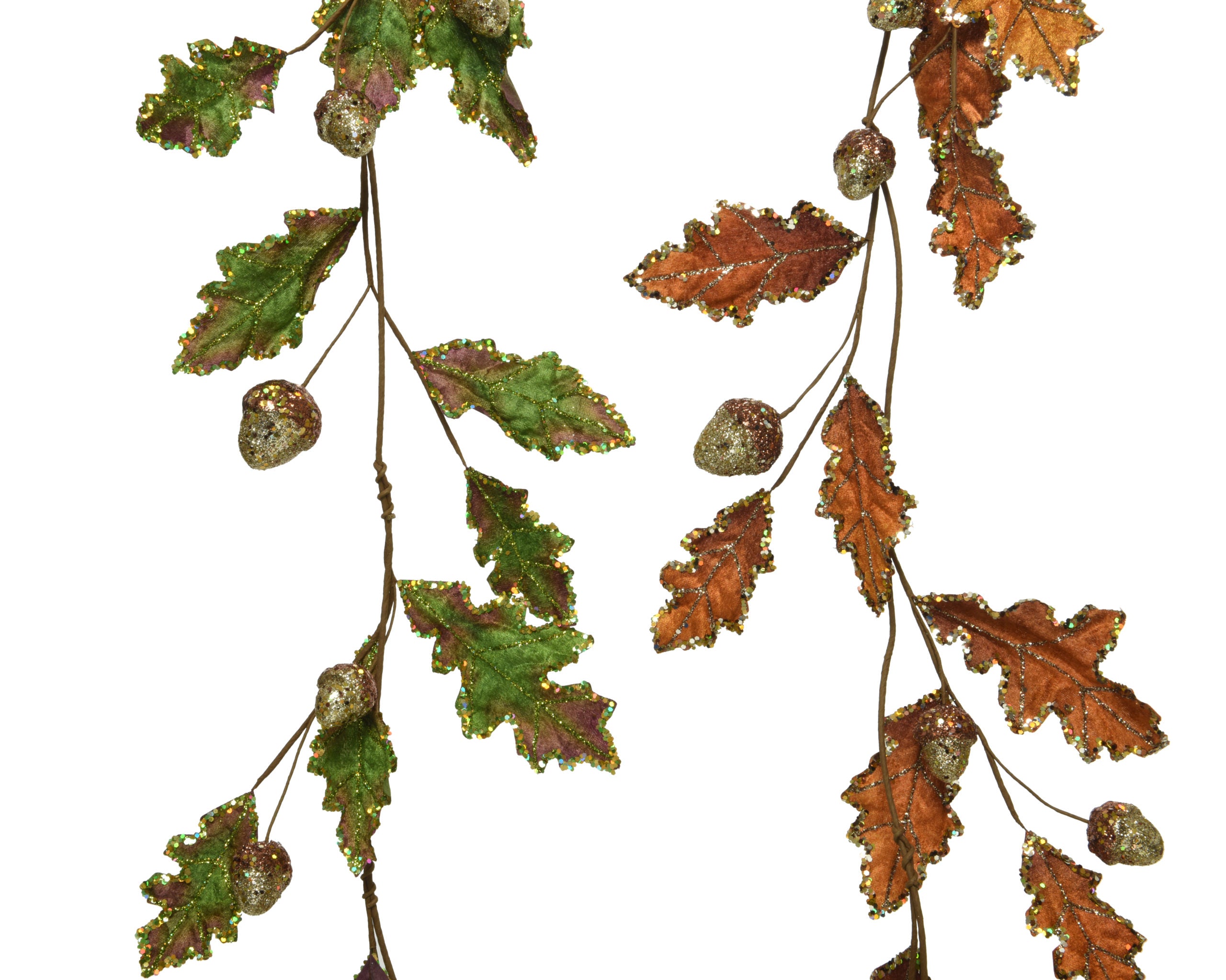 Ramo decorativo con foglie autunnali e nocciole artificiali lunghe 130 cm per addobbi stagionali - DeMatteis.it