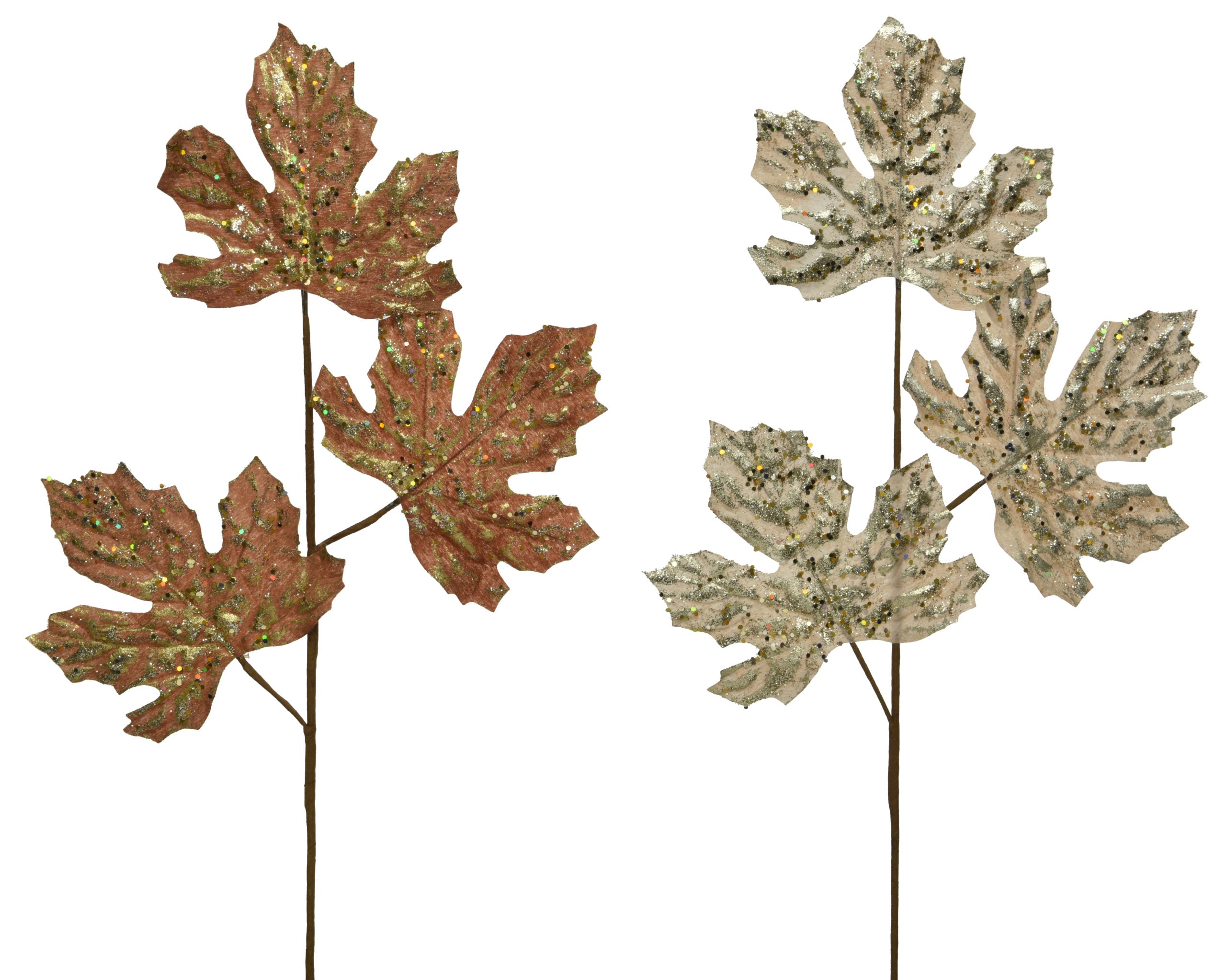 Ramo foglie decorative con finitura oro 20x70 cm per decorazioni natalizie e allestimenti - DeMatteis.it