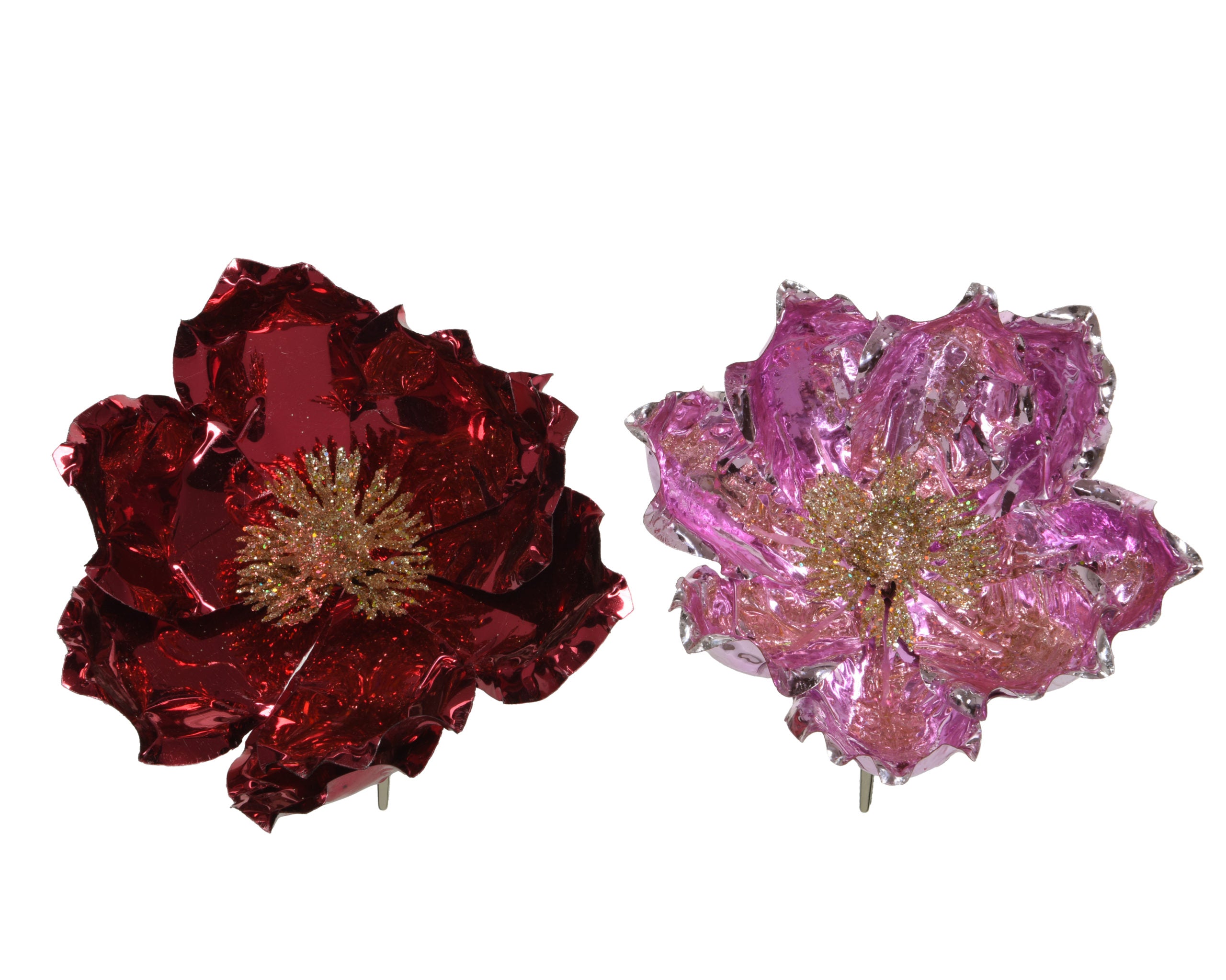 Fiore Decorato Oro Con Clip ornamento natalizio con centro dorato diametro 16 cm per decorazioni festive - DeMatteis.it