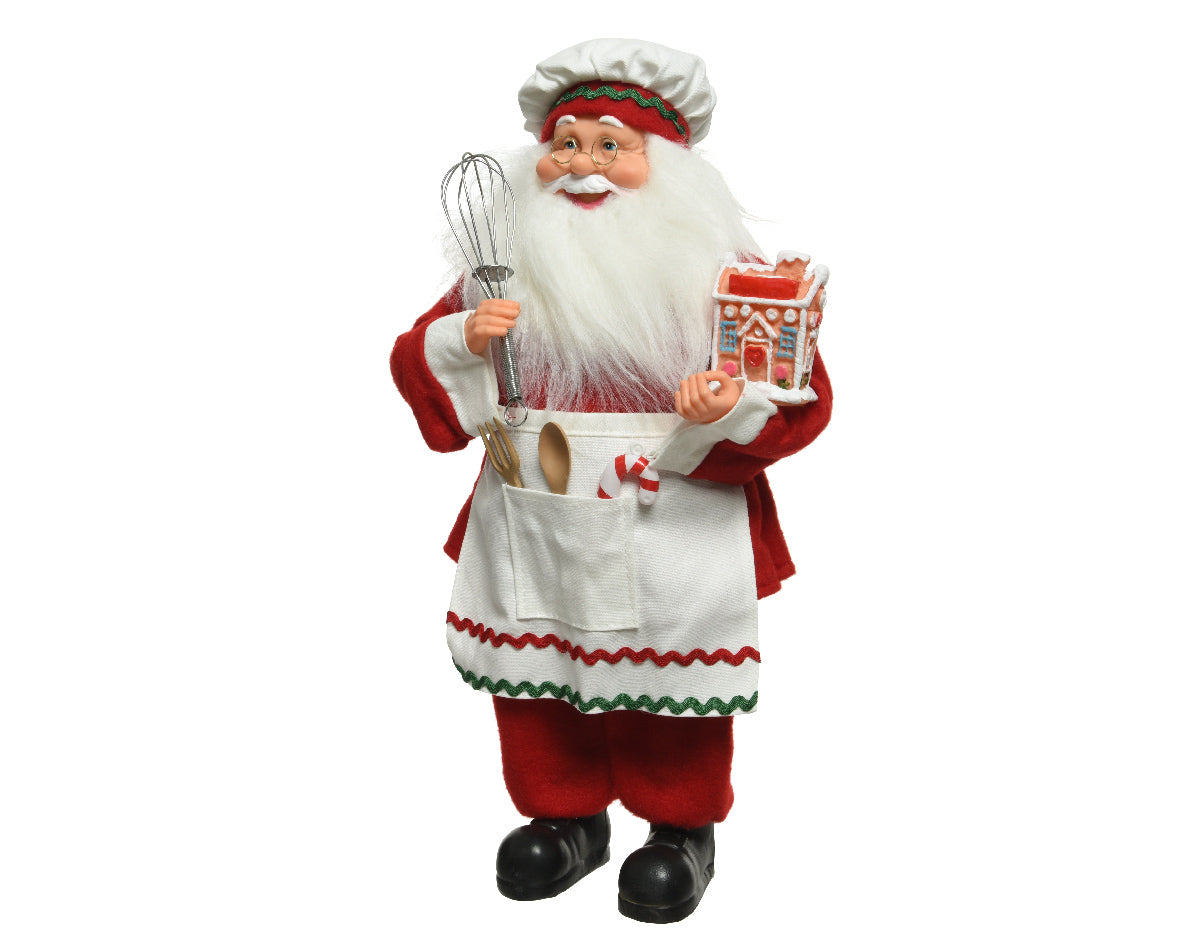 Babbo Natale Chef decorativo natalizio con utensili da cucina altezza 45 cm per addobbi festivi - DeMatteis.it