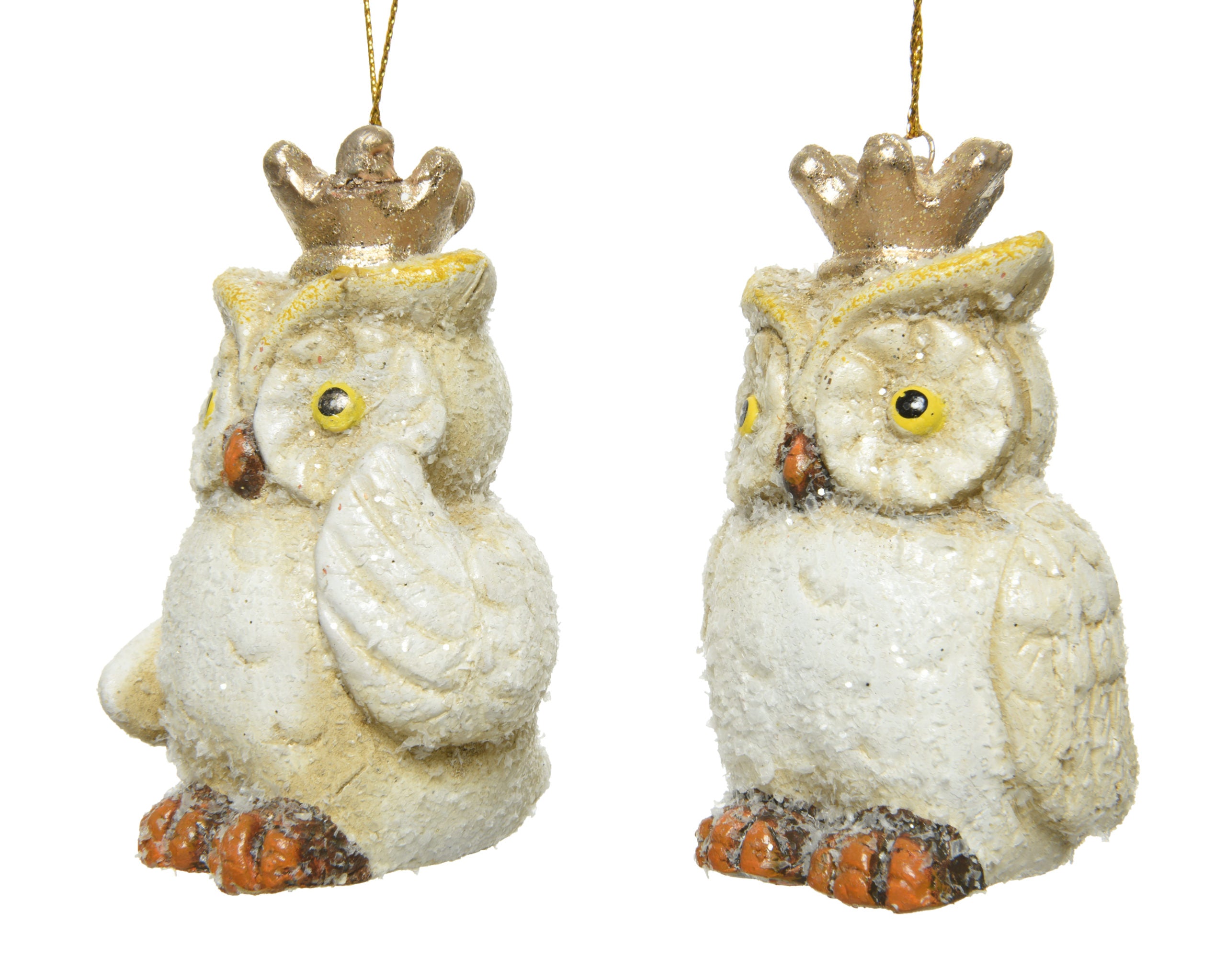 Gufo con corona decorativo finitura oro 11x11x18 cm per addobbi natalizi - DeMatteis.it