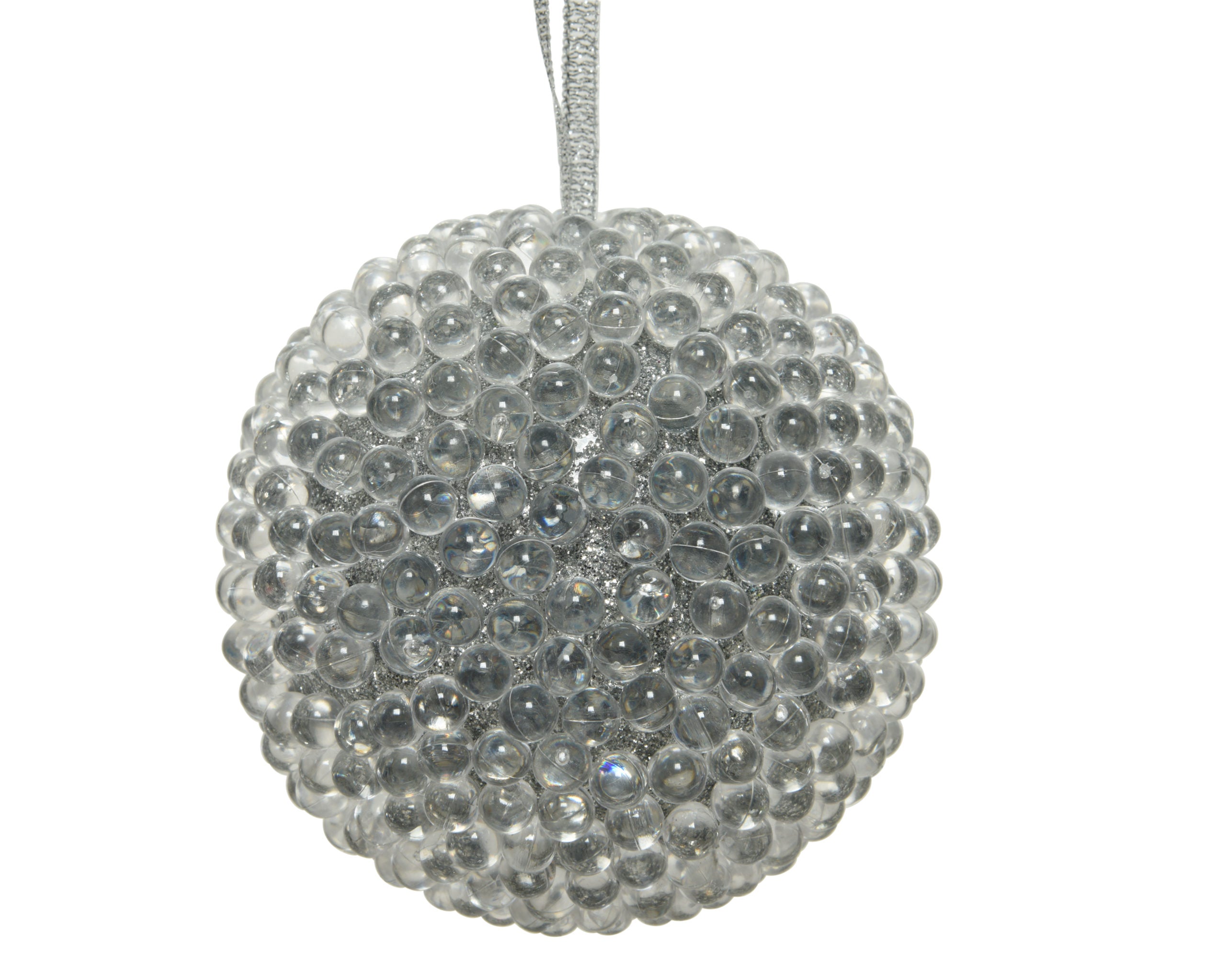 Palla di Natale decorativa con palline argento diametro 8 cm per addobbi natalizi - DeMatteis.it