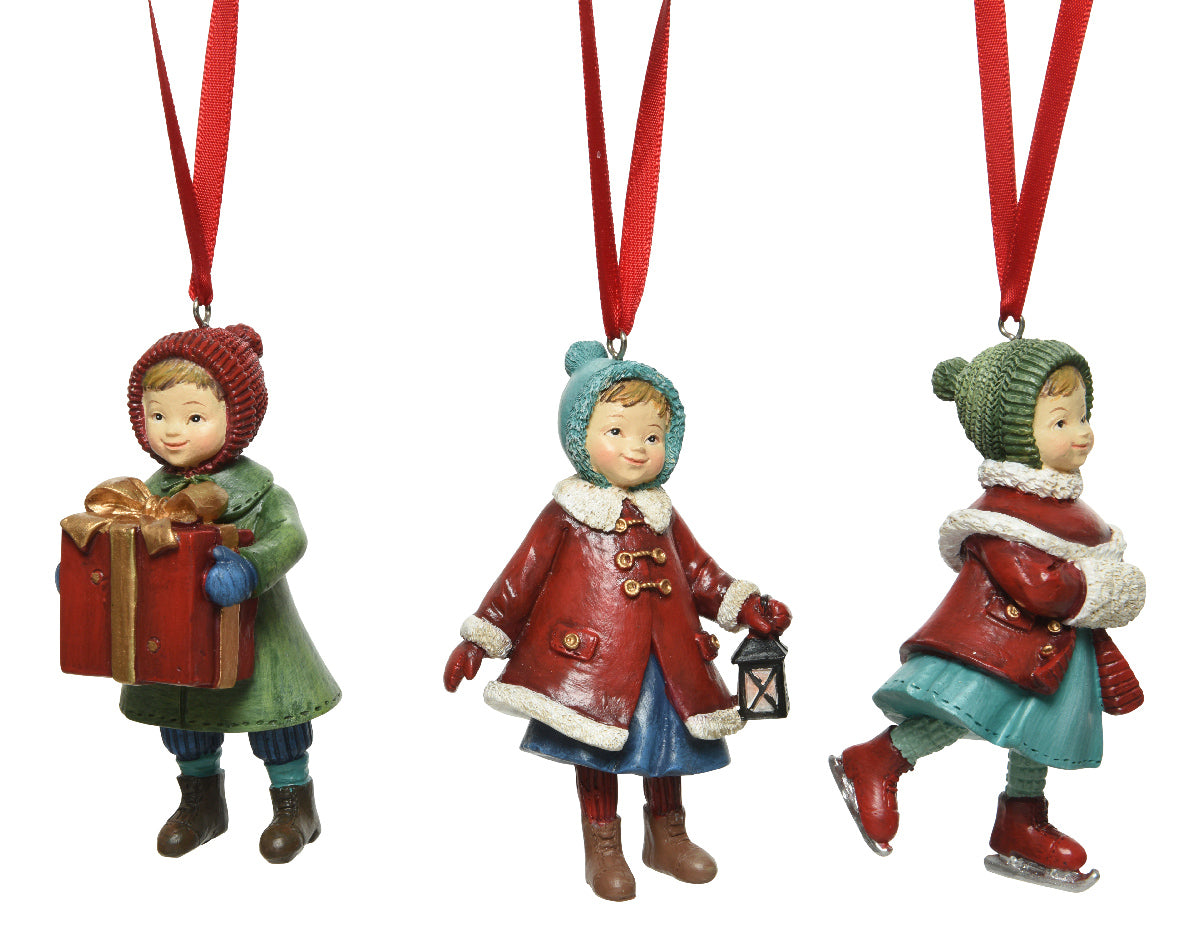 Bimbo decorazioni natalizie in resina con nastro dimensioni 5 x 5 x 10 cm ornamenti per albero - DeMatteis.it