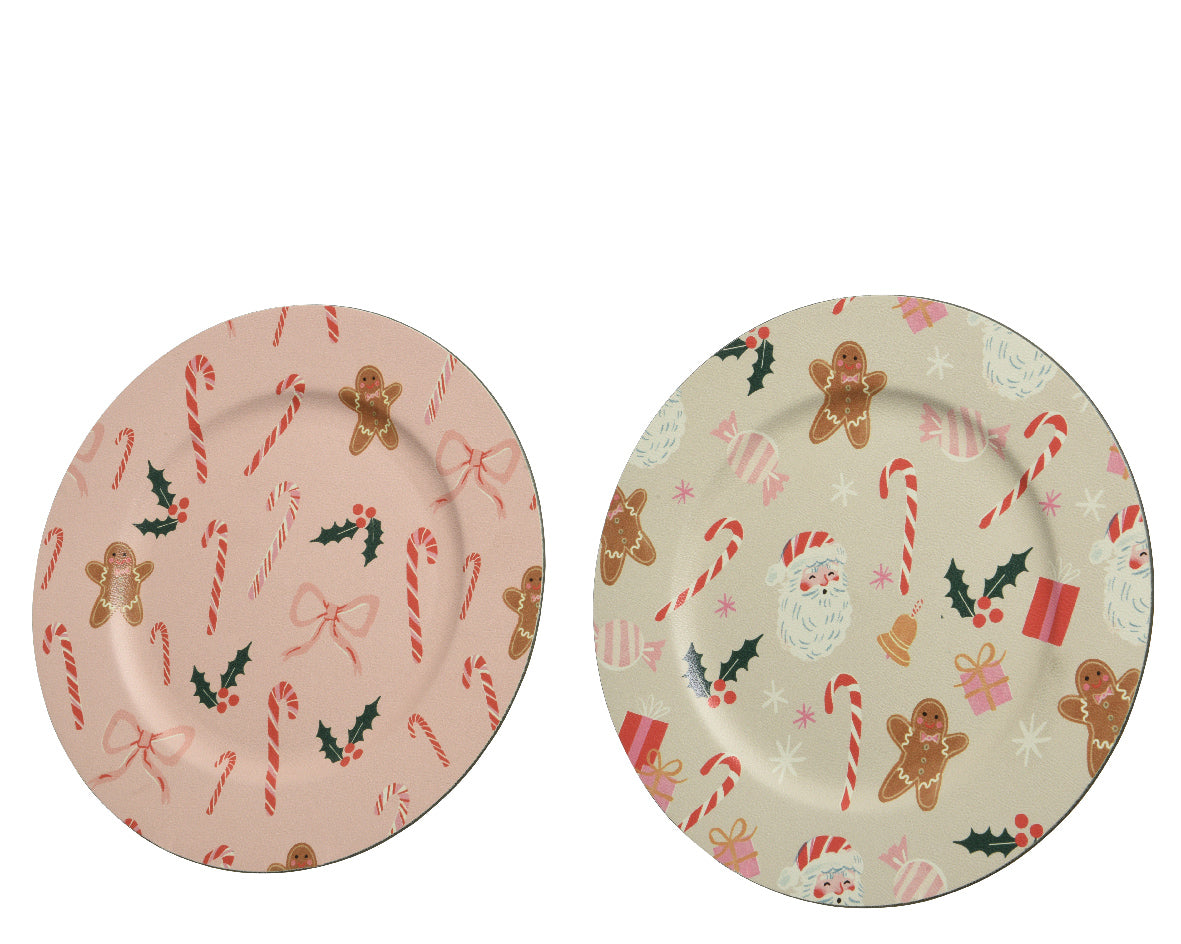 Sottopiatto Soft Pink con decoro natalizio diametro 33 cm per tavola delle feste - DeMatteis.it