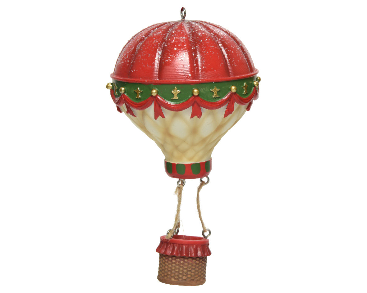 Mongolfiera decorativa in resina per addobbi natalizi dimensioni 48 x 80 cm con cestino - DeMatteis.it