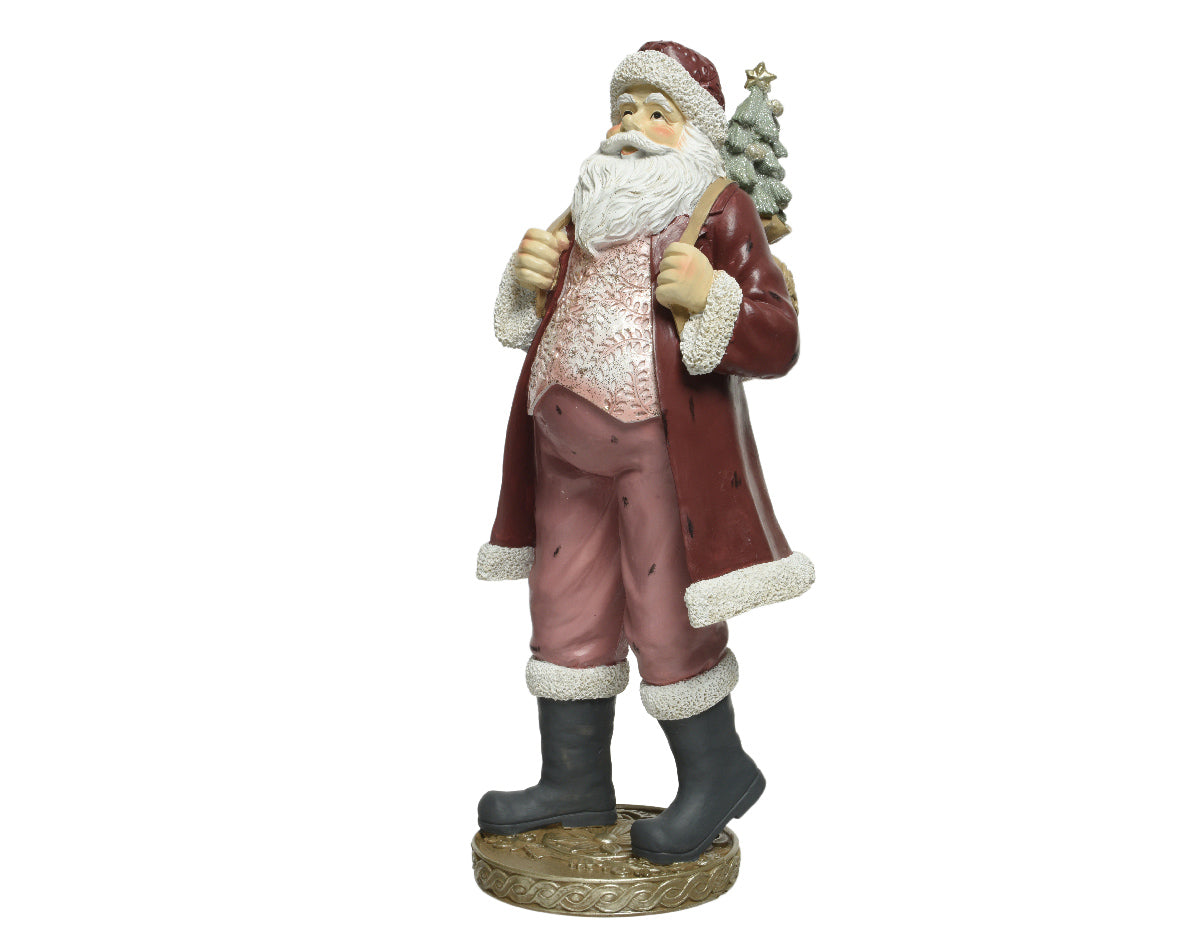 Babbo Natale Rosa Con Albero decorazione natalizia 47 cm per arredo casa - DeMatteis.it