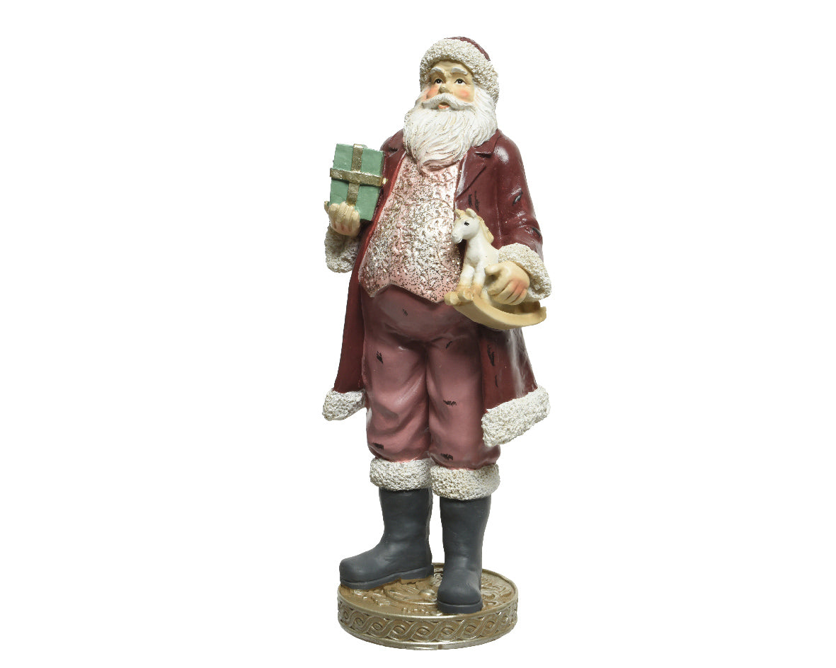 Babbo Natale decorativo con regali, statuetta natalizia da 24 cm per addobbi e collezione - DeMatteis.it