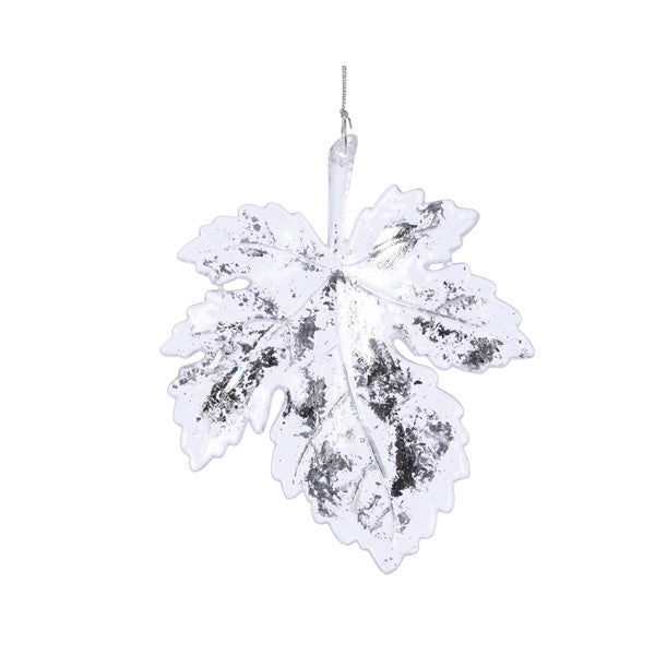 Pendente Foglia Fiocco Nude decorativo in acrilico dimensioni 11 x 13 cm per addobbi natalizi - DeMatteis.it