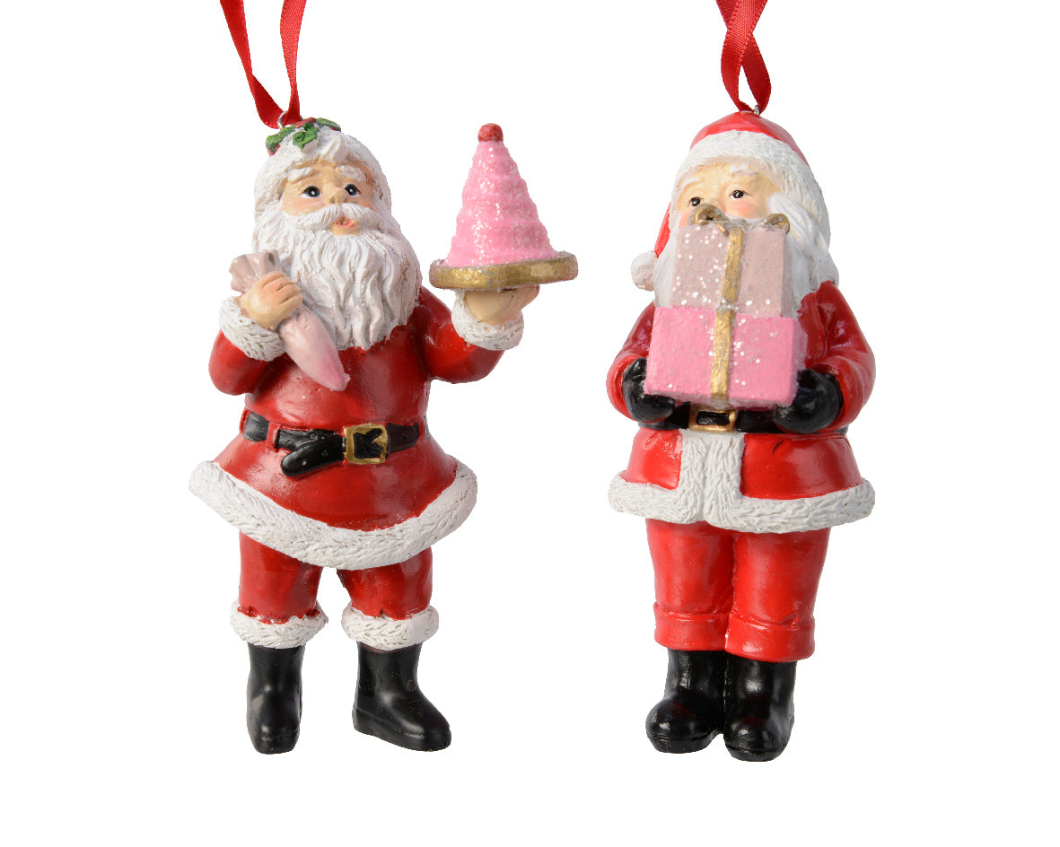 Pendente Babbo Natale Con Regali 13 cm decorazione natalizia con nastro per albero di Natale - DeMatteis.it