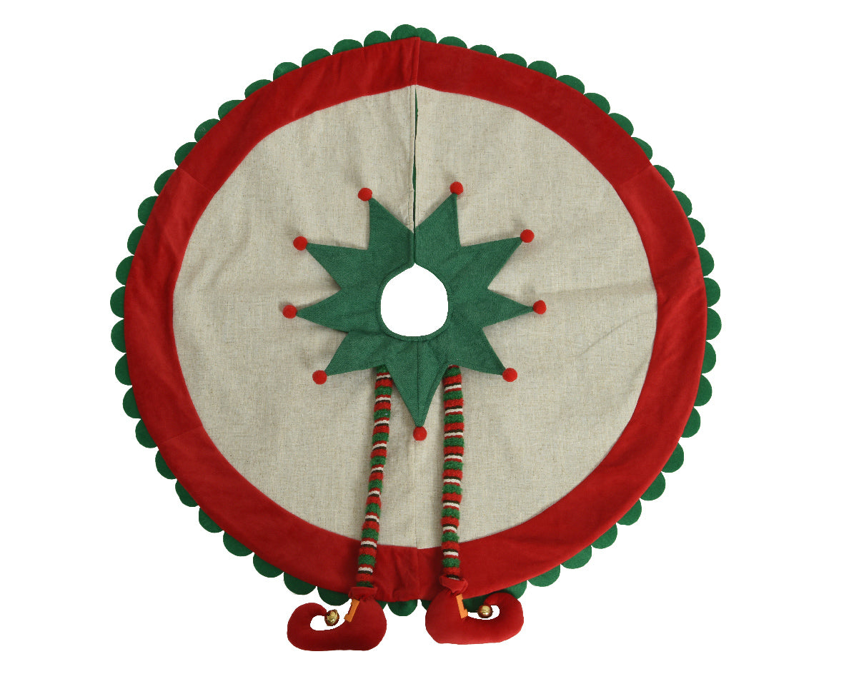 Copripiede Per Albero Di Natale Gambe Elfo D 90 Cm
