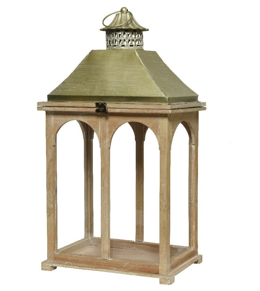 Lanterna Legno Top Oro 21X33X61 Cm