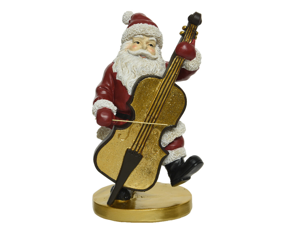 Babbo Natale Con Violoncello figurina decorativa natalizia dimensioni 10x11x20 cm per addobbi natalizi - DeMatteis.it