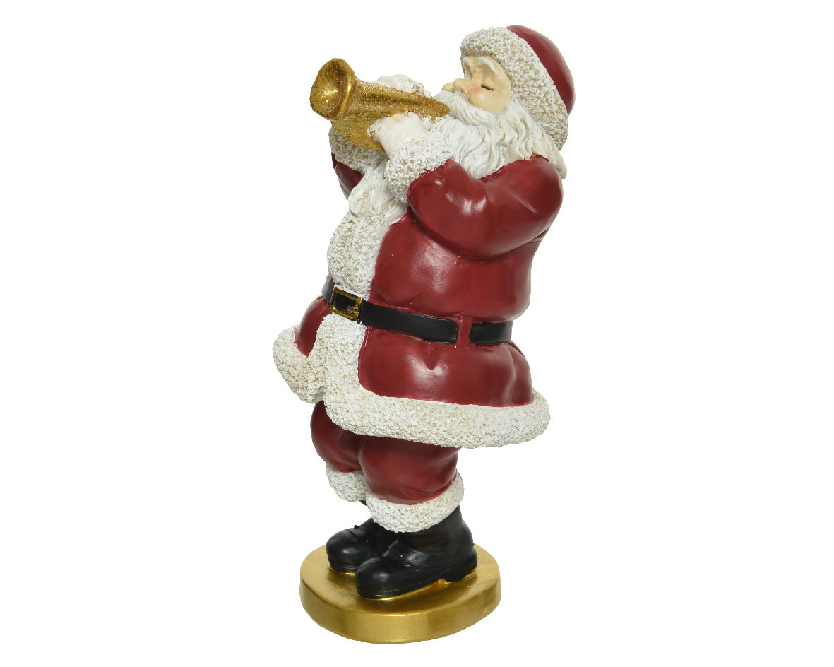 Babbo Natale con tromba decorativo per addobbi natalizi 15 cm di altezza - DeMatteis.it