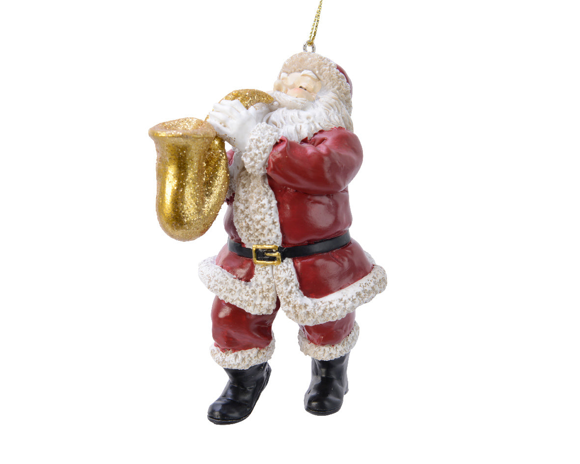 Pendente Babbo Natale con sassofono decorazione natalizia 12 cm per albero di Natale - DeMatteis.it