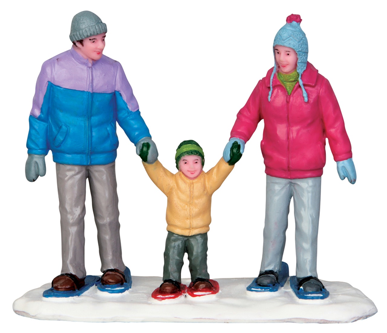 Snowshoe Family Lemax figurina decorativa famiglia con ciaspole per villaggi natalizi - DeMatteis.it