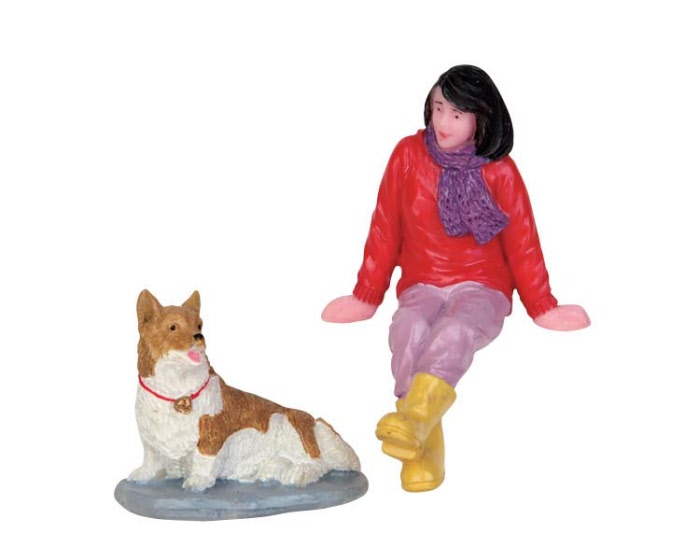 A Short Break Set Of2 Lemax figurine decorative per villaggio natalizio con personaggio e cane - DeMatteis.it