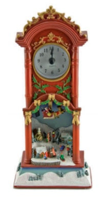 Carillon Orologio A Pendolo Con Neve musicale con 8 melodie altezza 26 cm decorativo natalizio - DeMatteis.it