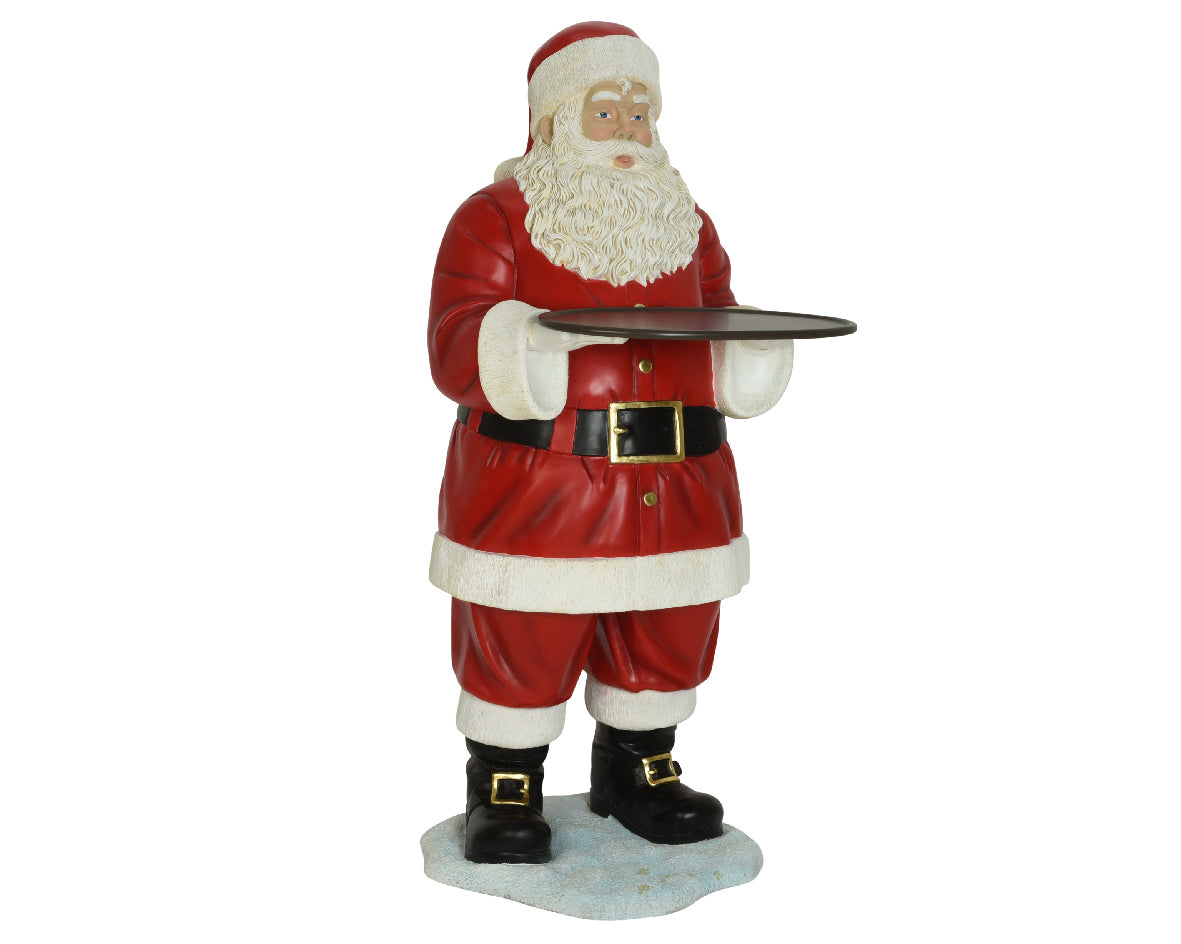 Babbo Natale decorativo con vassoio portavivande altezza 185 cm per addobbi natalizi - DeMatteis.it