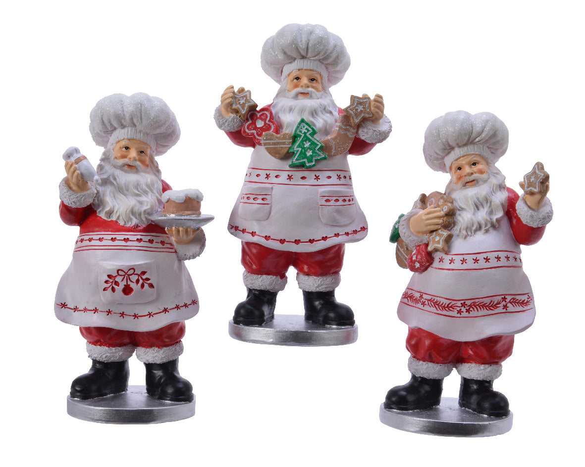 Babbo Natale decorativo da cucina con grembiule da cuoco e dolci natalizi, dimensioni 11x21 cm, pezzo singolo per decorazioni festive - DeMatteis.it
