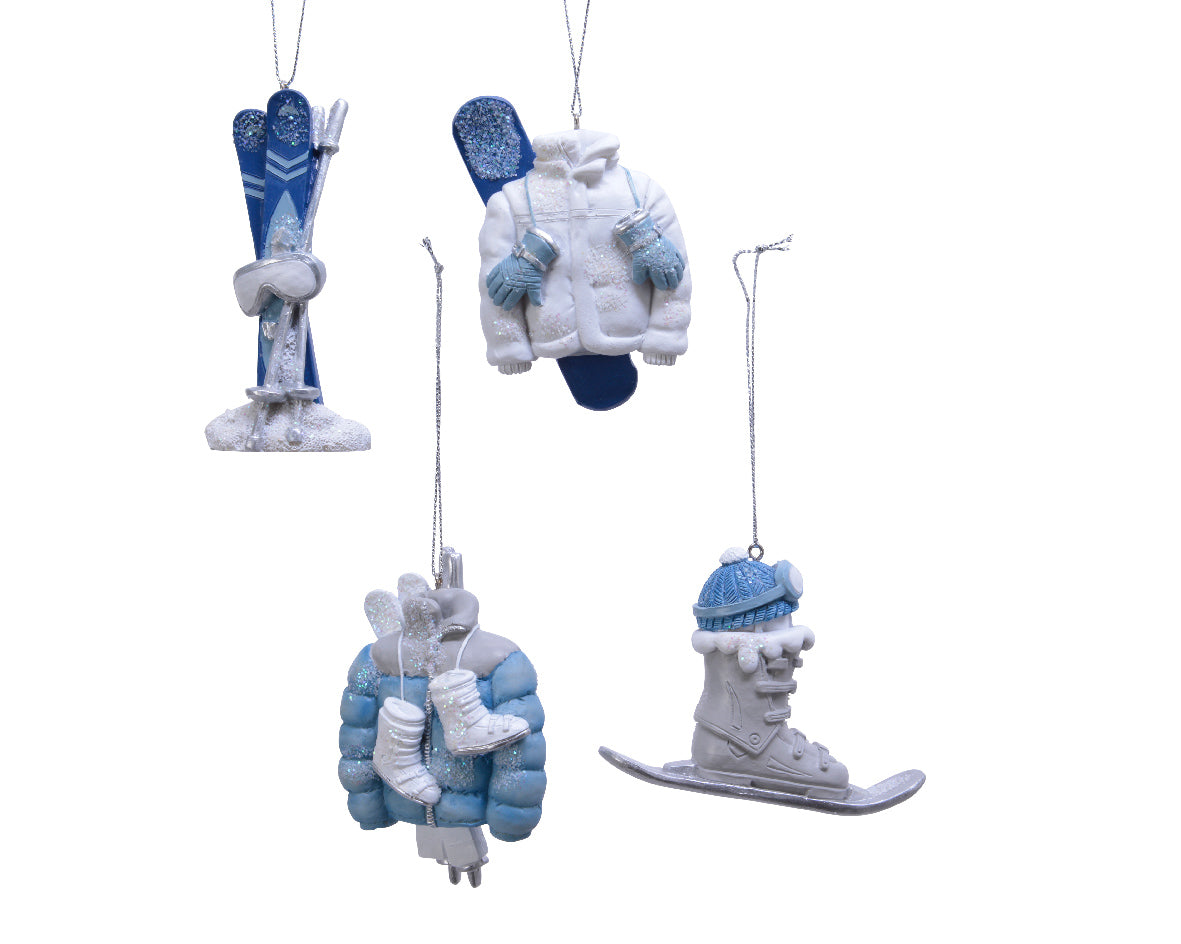 Pendente Indumento Montagna decorazioni natalizie a tema sport invernali con sci, giacche e scarponi - DeMatteis.it