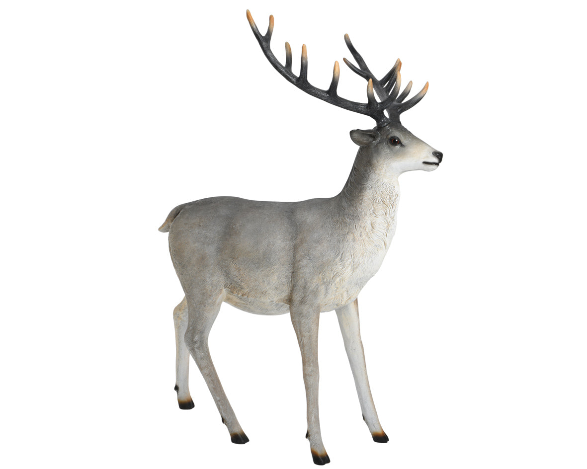 Cervo decorativo in fibra grigio dimensioni 127 x 77 x 170 cm per arredamento - DeMatteis.it