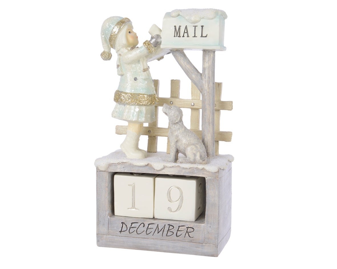 Calendario Avvento decorativo in resina 20 cm per conto alla rovescia natalizio con cubi data - DeMatteis.it