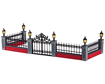 Lighted Wrought Iron Fence Lemax recinzione illuminata in ferro battuto per villaggio natalizio decorativo - DeMatteis.it