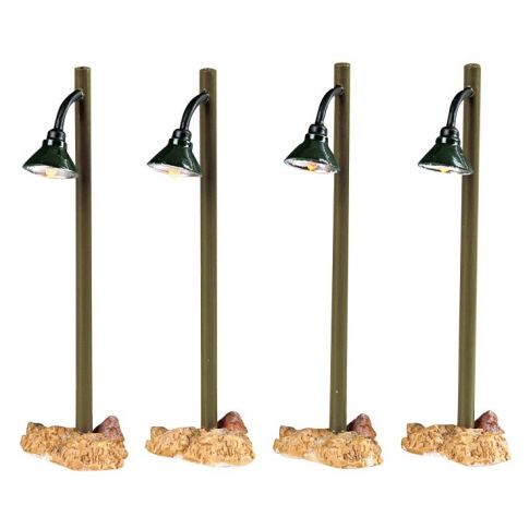 Rustic Street Lamp Set Of 4 Lemax lampioni decorativi per villaggi natalizi miniaturizzati - DeMatteis.it
