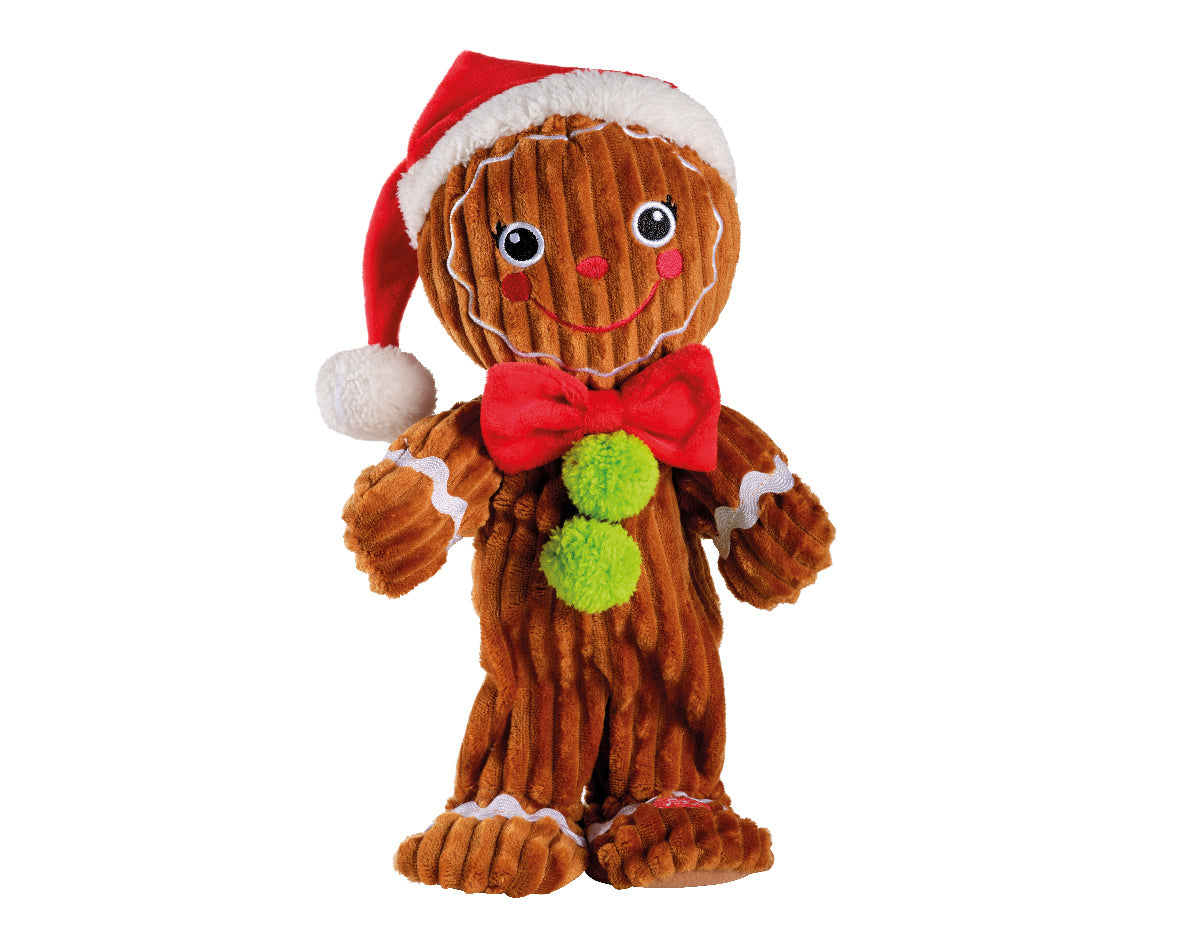 Biscotto di pan di zenzero musicale decorativo natalizio 23 x 10 x 34 cm con cappello Santa - DeMatteis.it