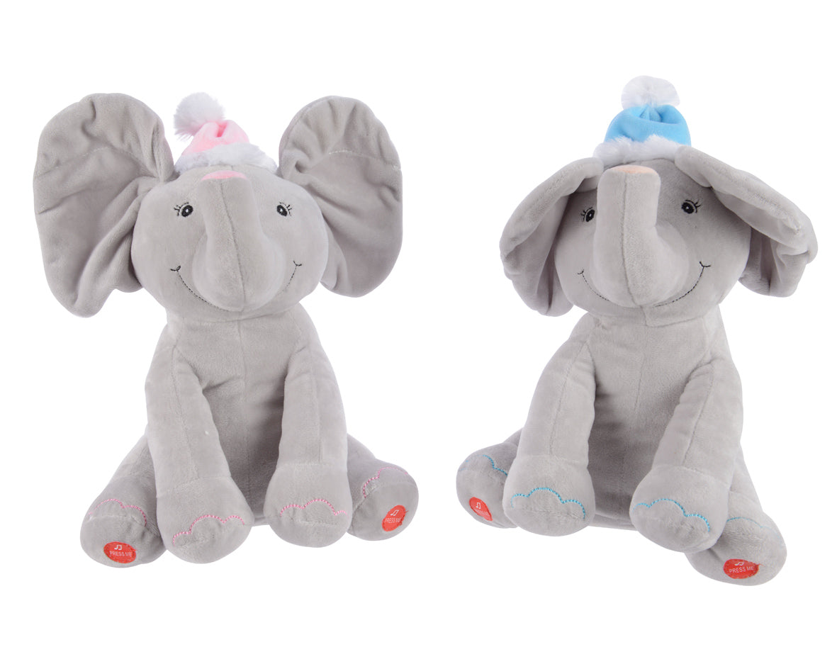 Elefante Canta Balla 22X25 cm peluche interattivo con musica e movimento orecchie in poliestere a batterie - DeMatteis.it