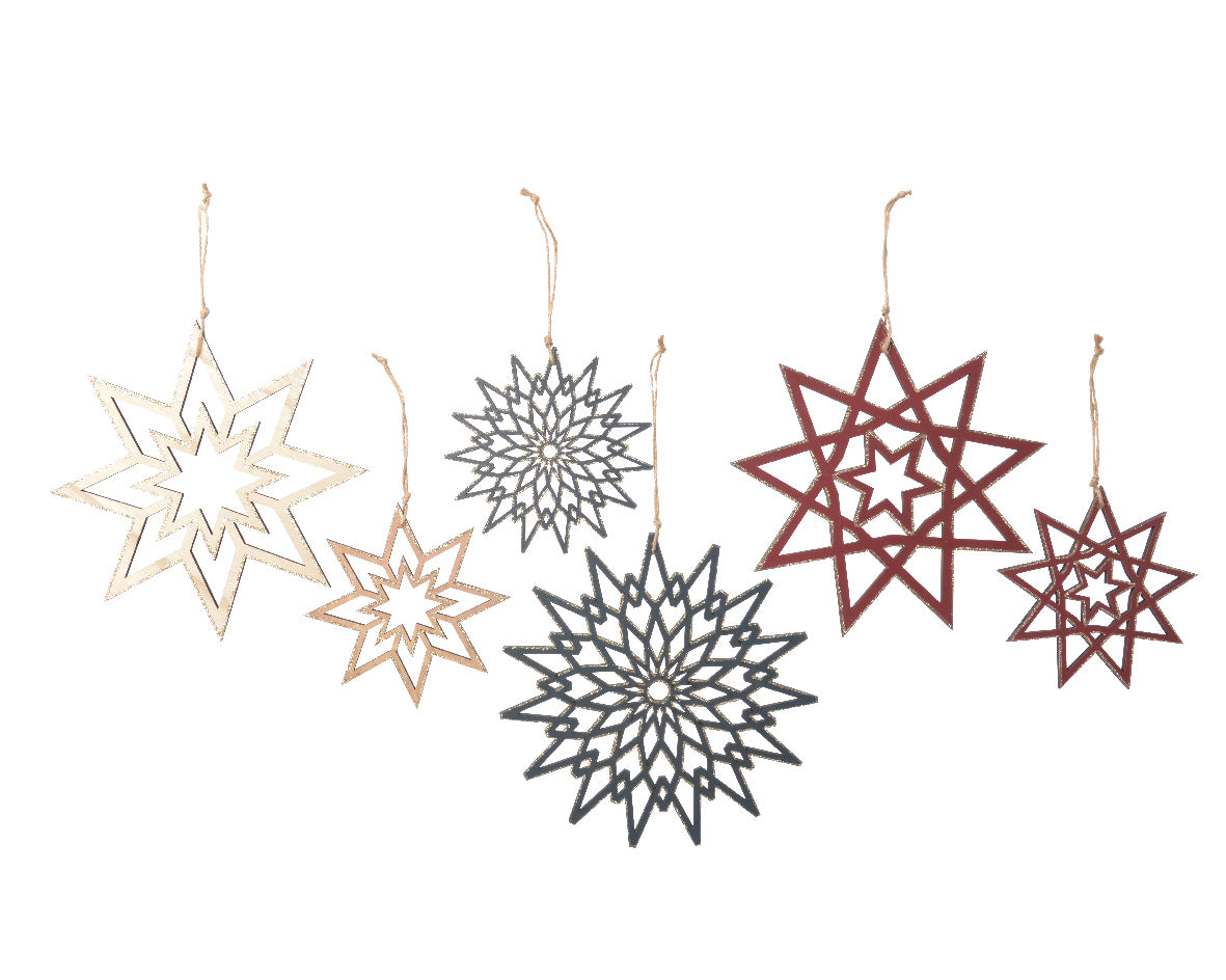 Set 2 Stelle Decorate Oro addobbi natalizi da appendere 23,5 cm e 15,5 cm per decorazioni natalizie - DeMatteis.it