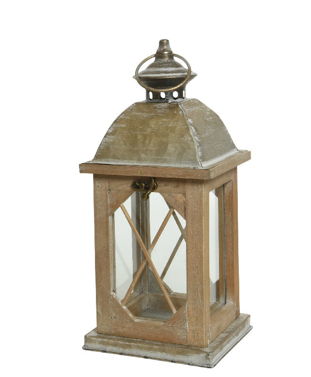 Lanterna Legno Natural 14X14X32 Cm